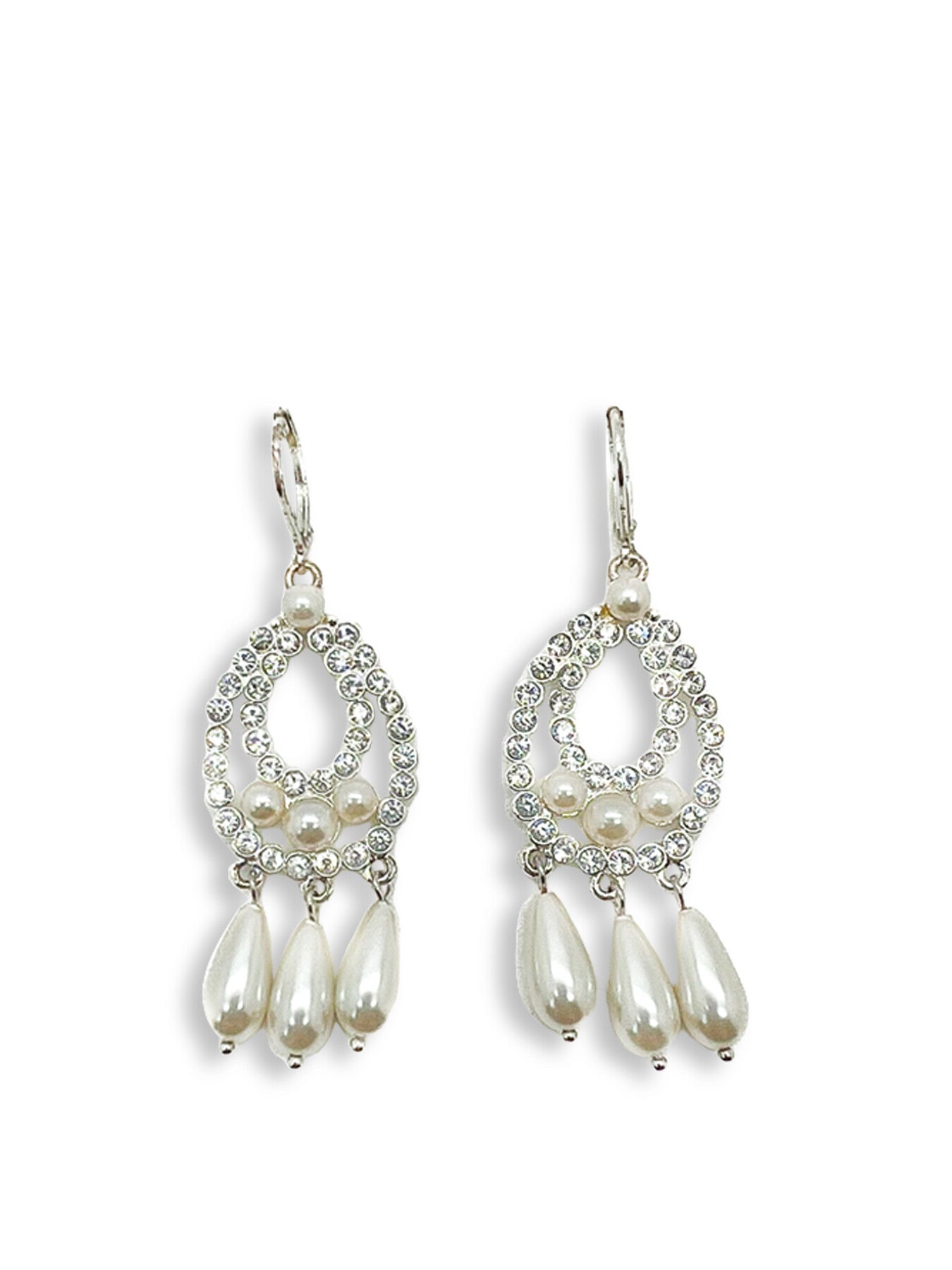 Pre-Loved Givenchy Silver Pearl Open Hoop drop earrings