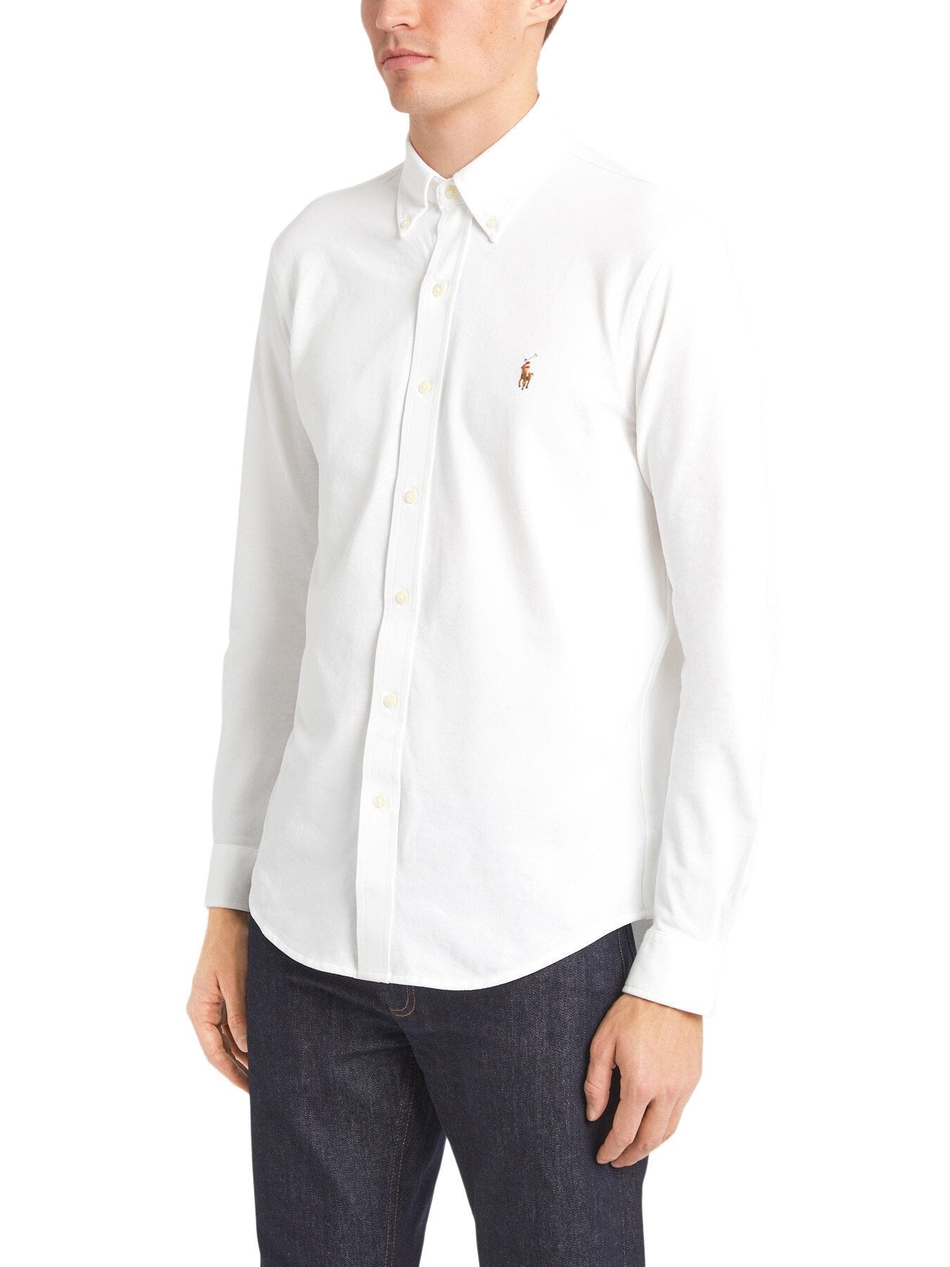 Geometric Oxford Mesh Long Sleeve Shirt