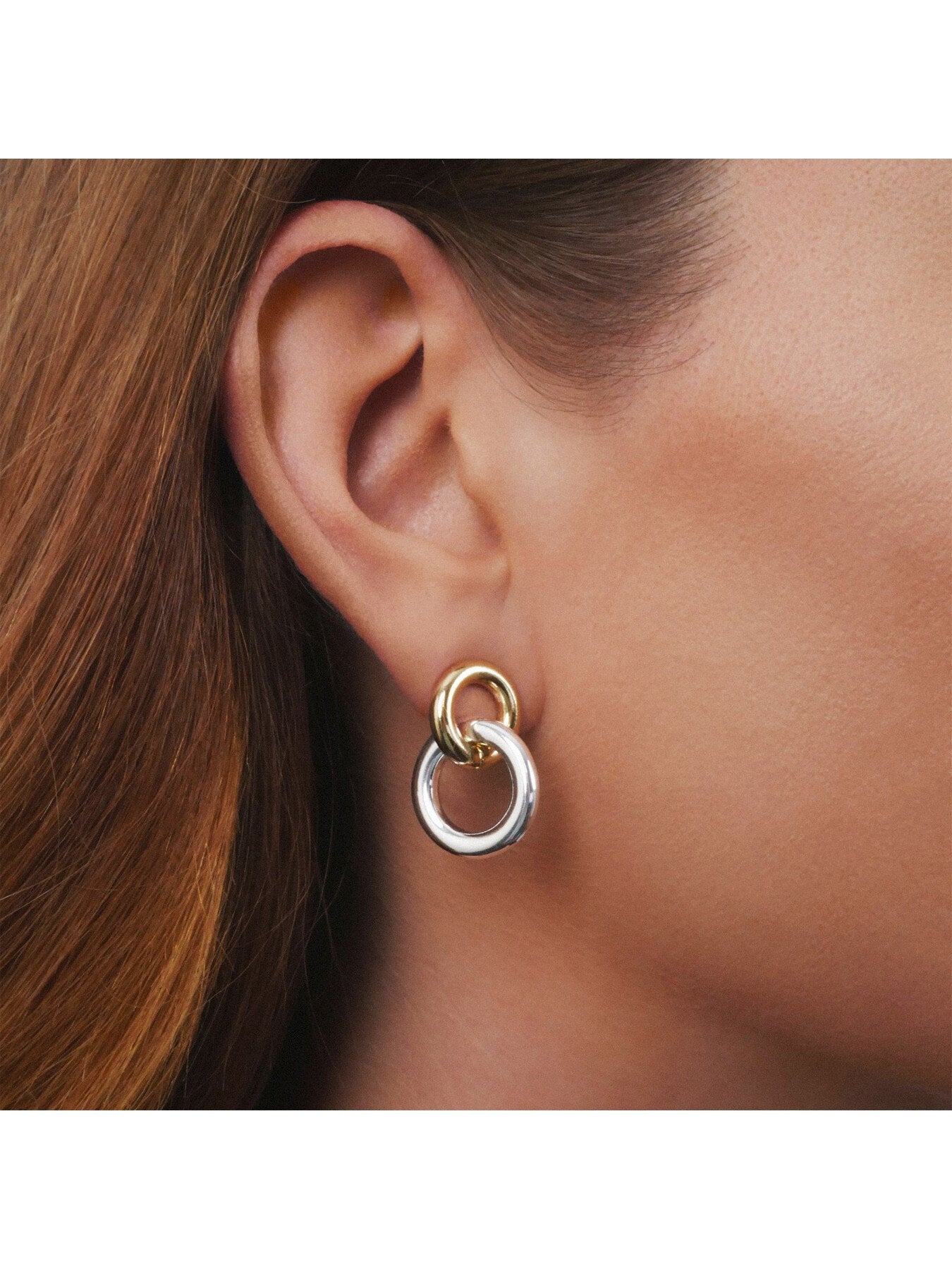 Lauren Ralph Lauren Two Tone Circle Link Drop Earrings