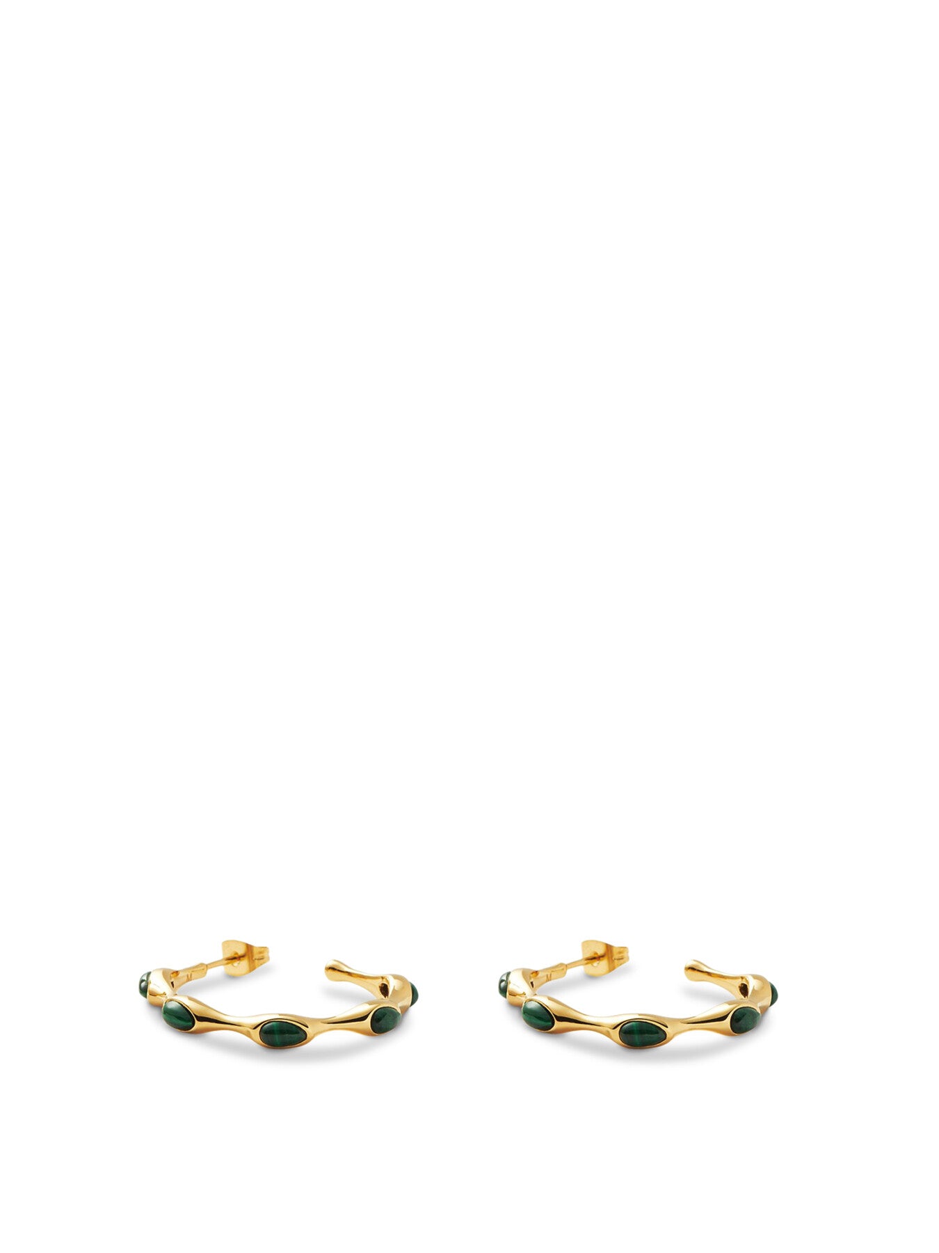 Green Malachite Organic Shape Medium Hoops