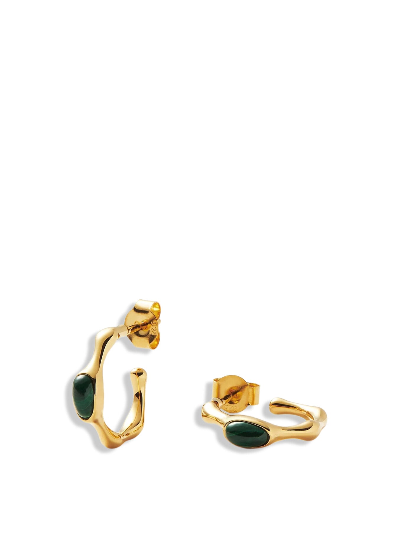 Green Malachite Organic Shape Small Hoops