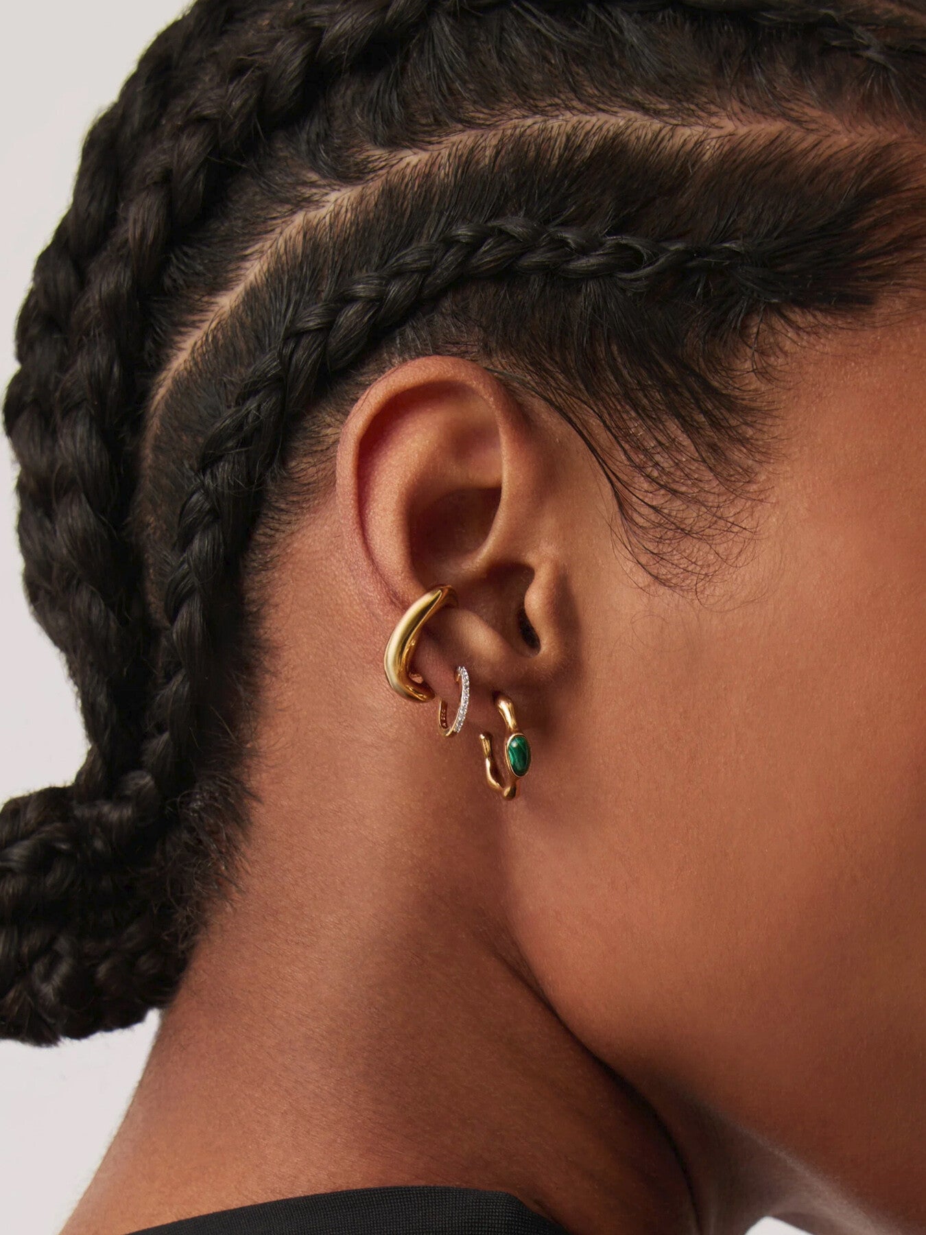 Green Malachite Organic Shape Small Hoops