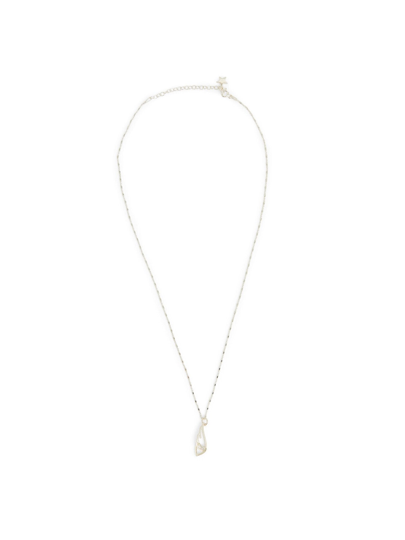 Delicate Cube Interlocking Heart And Angel Wing Necklace