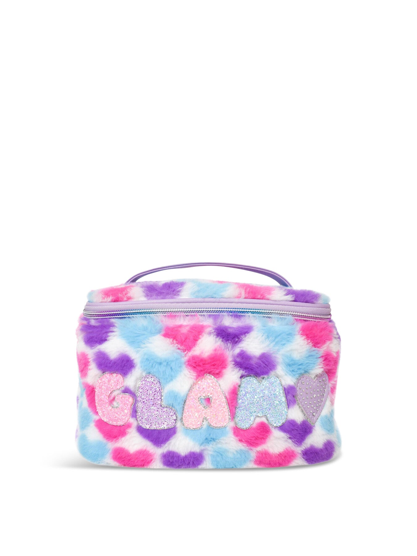 GLAM HEARTS PRINT FAUX FUR TRAIN CASE