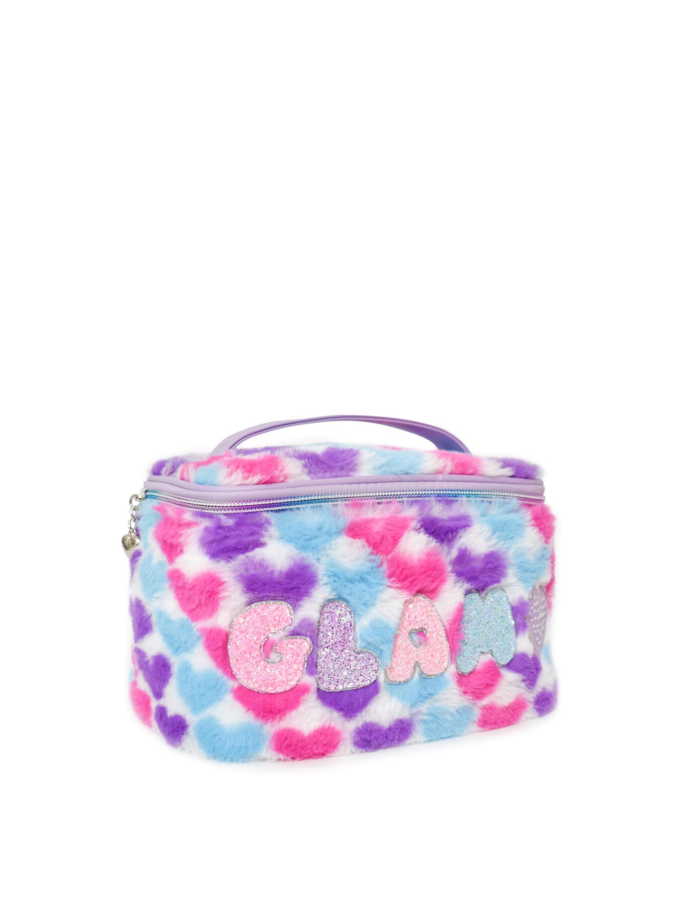 GLAM HEARTS PRINT FAUX FUR TRAIN CASE