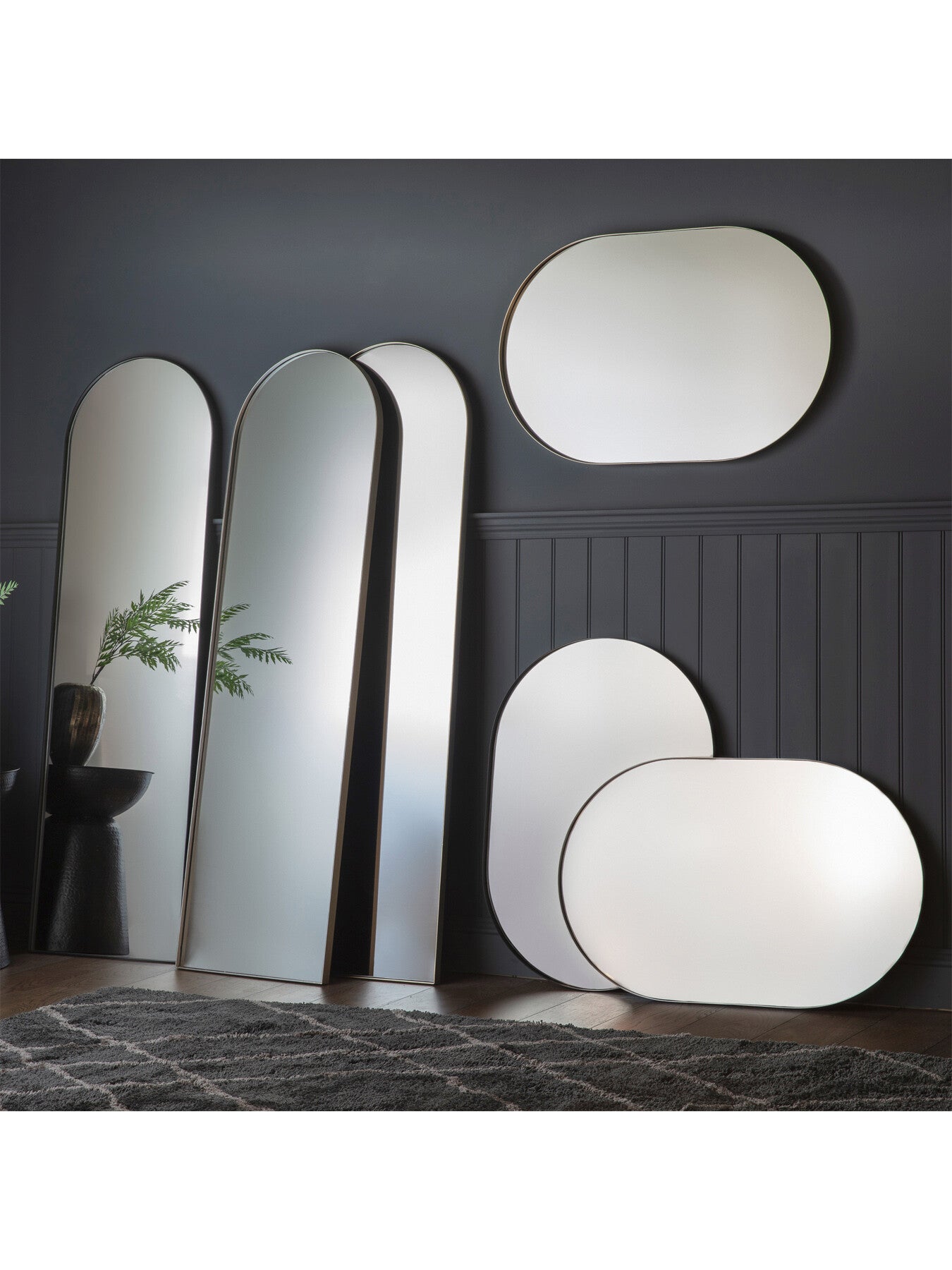 Harper Arched Mirror 170x50cm Black