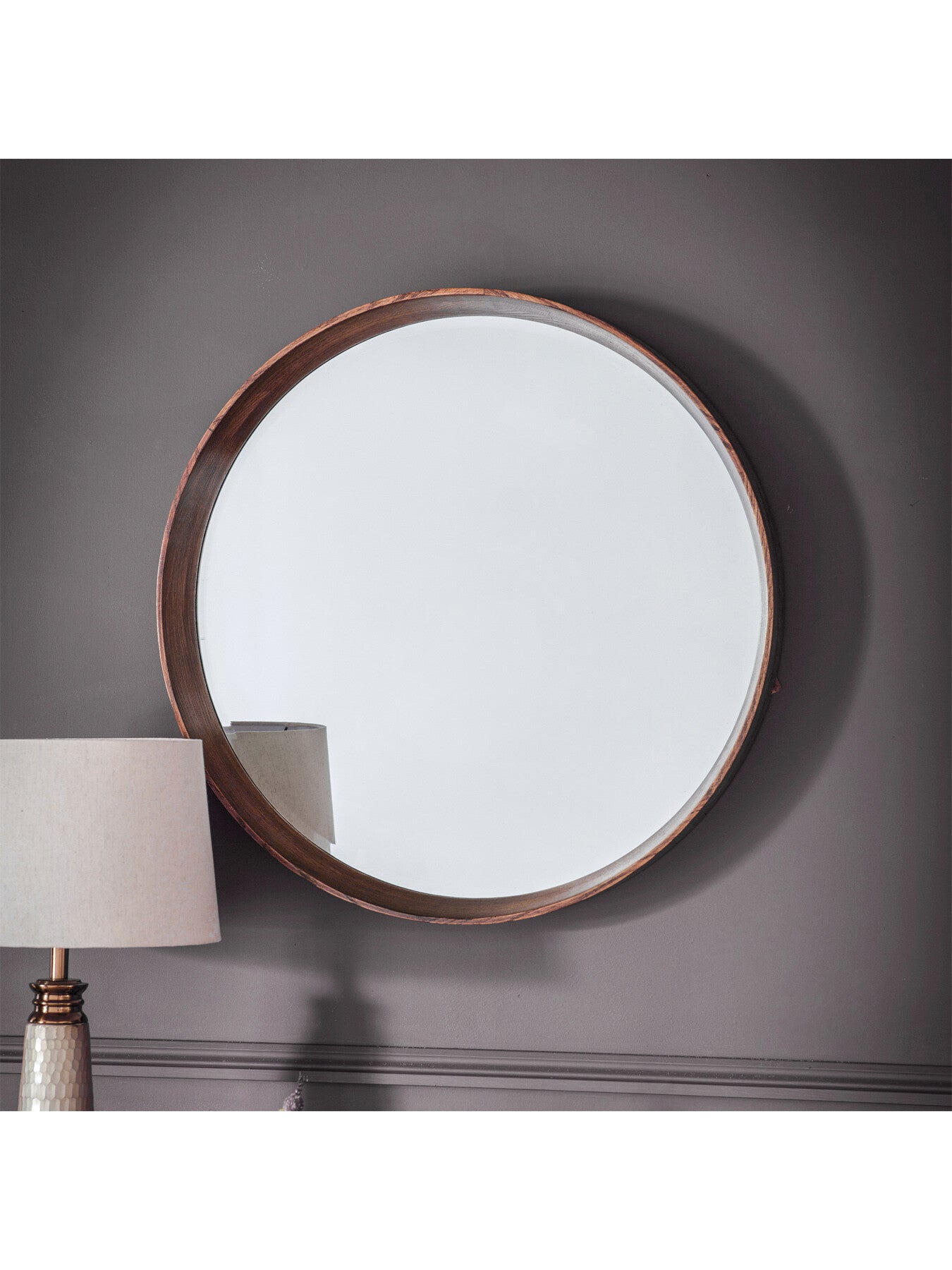 Kimberley Round Mirror 73cm Walnut
