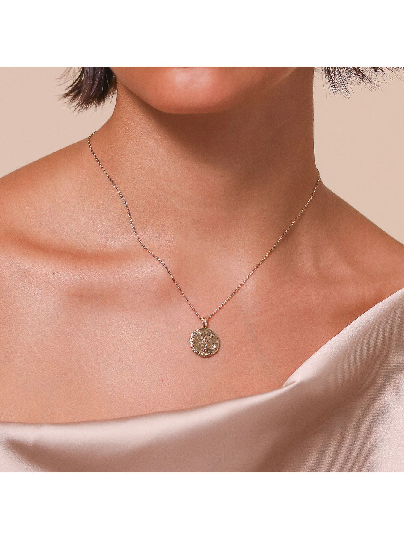 Cancer Zodiac Pendant Necklace in Gold