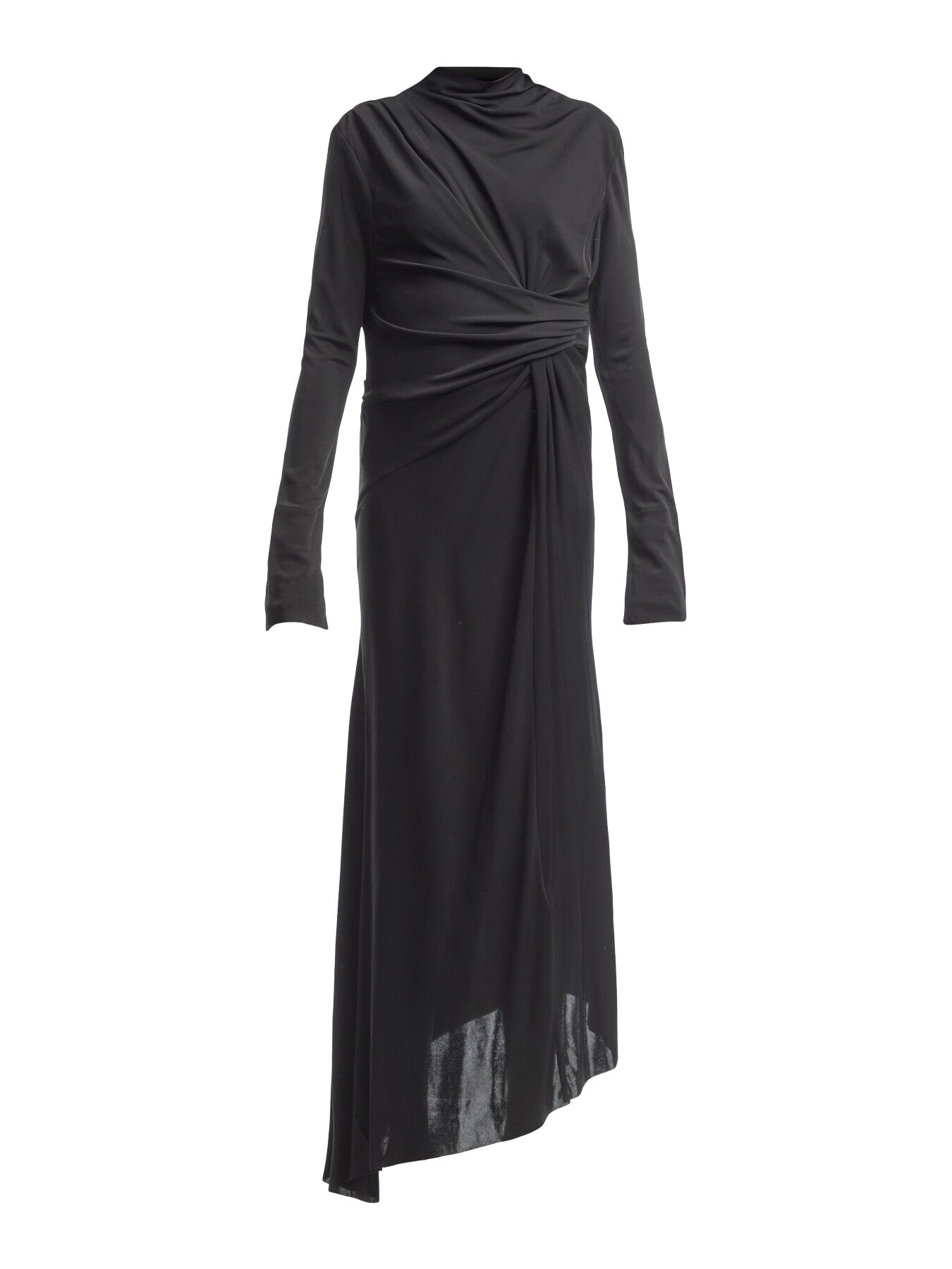 High Neck Asymmetric Draped Dress