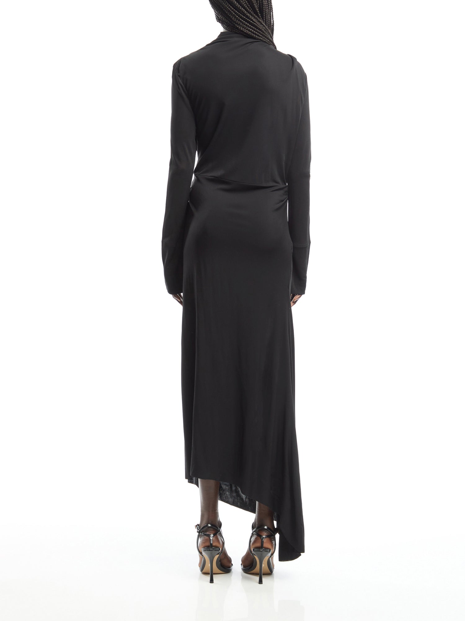 High Neck Asymmetric Draped Dress