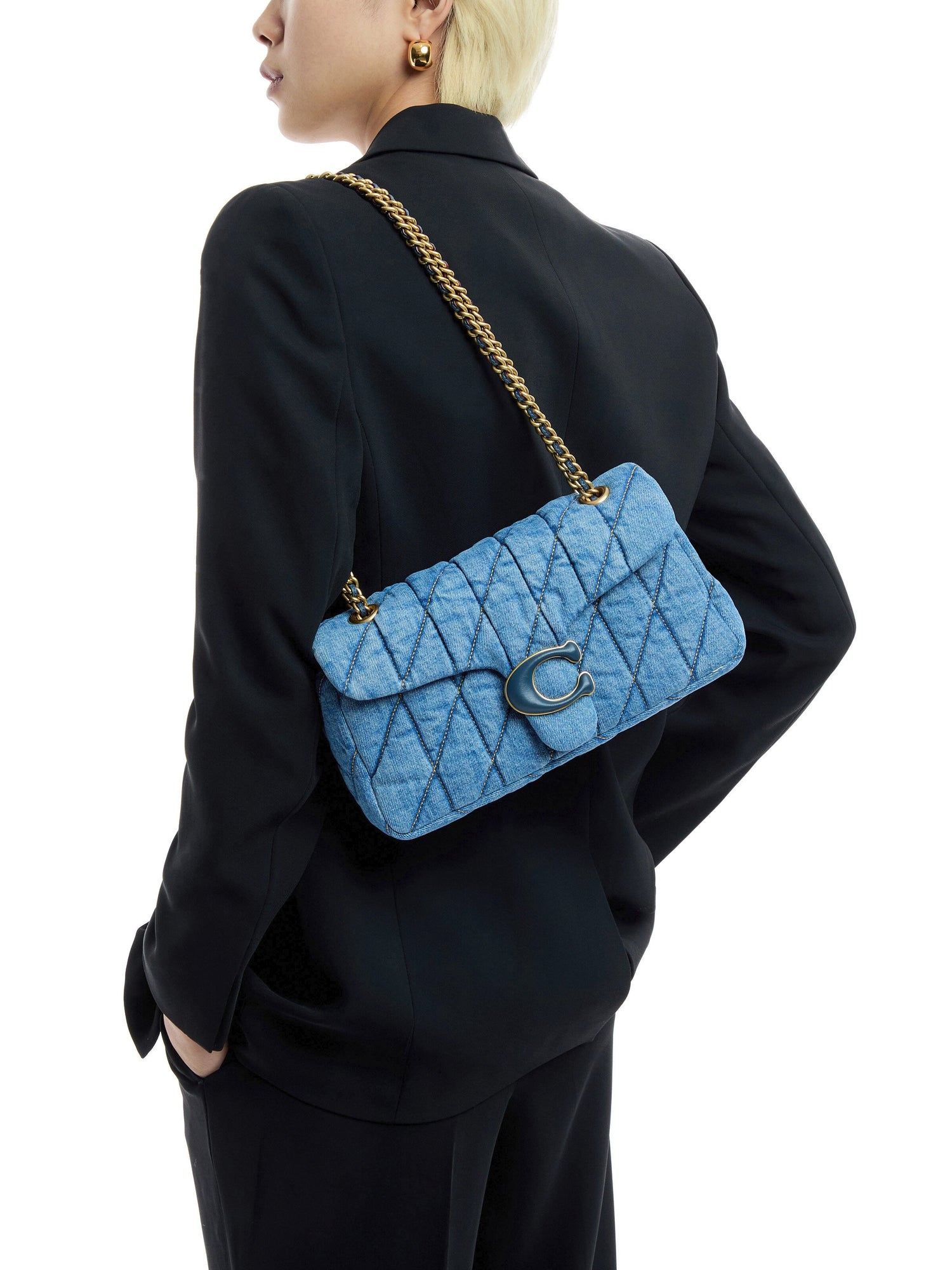 Tabby Quilted Shoulder Bag 26 Denim