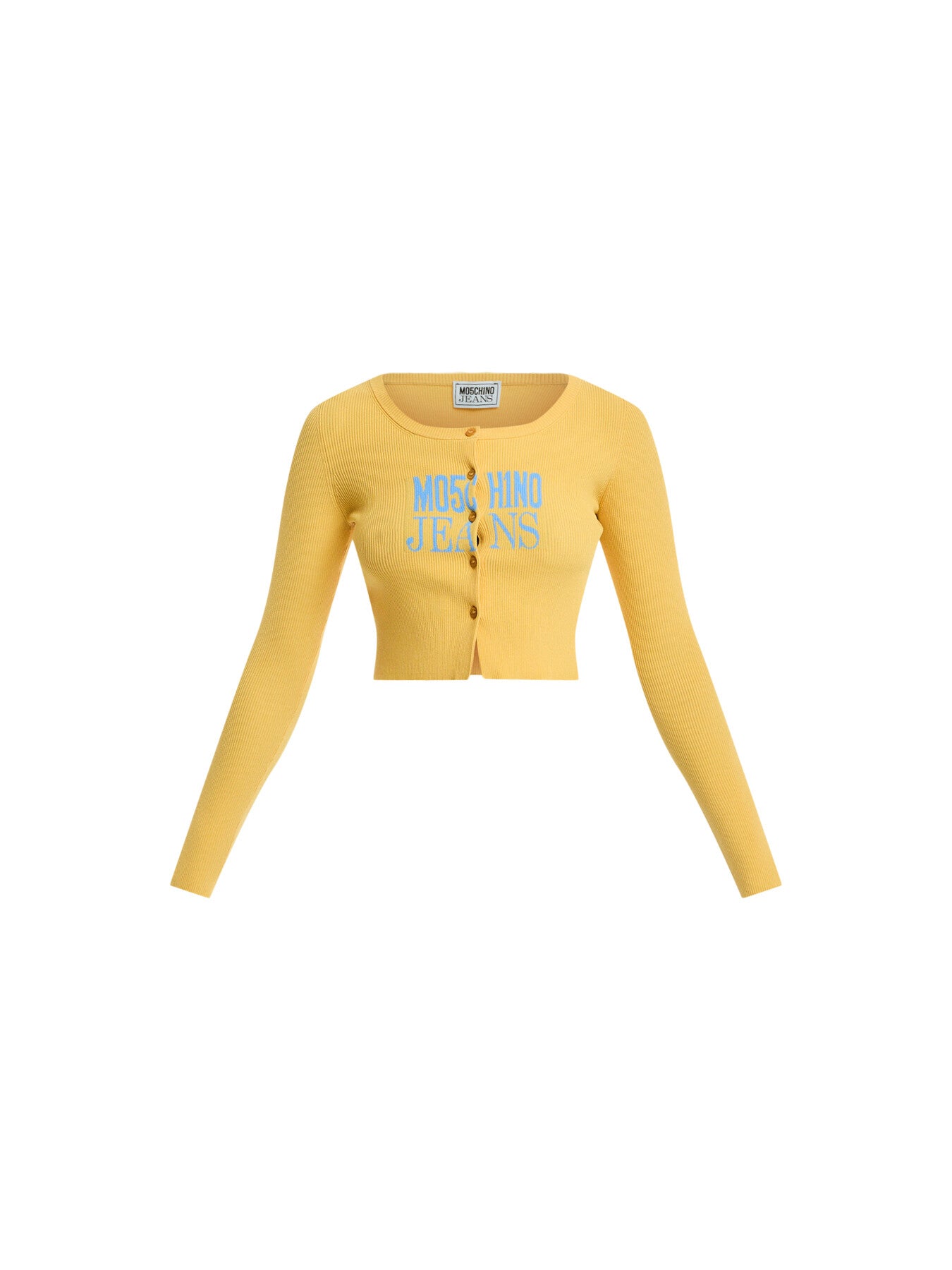 Rib-Knit Cropped Cardigan with Logo