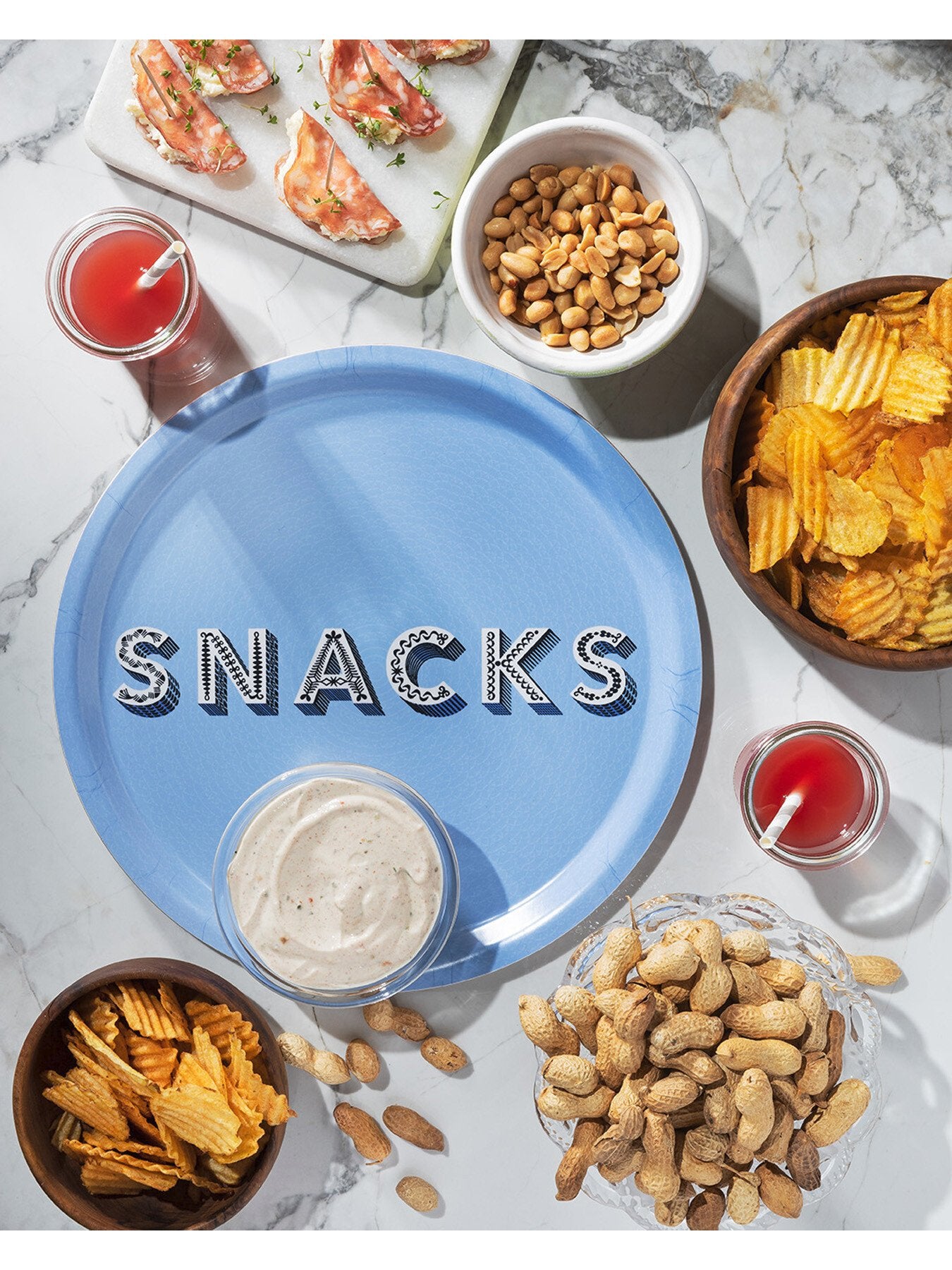 Snacks Light Blue Small Circle Tray