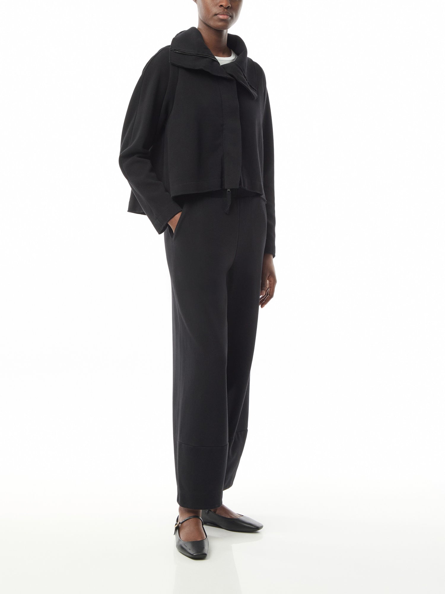 Jersey Wide Leg Trousers Black