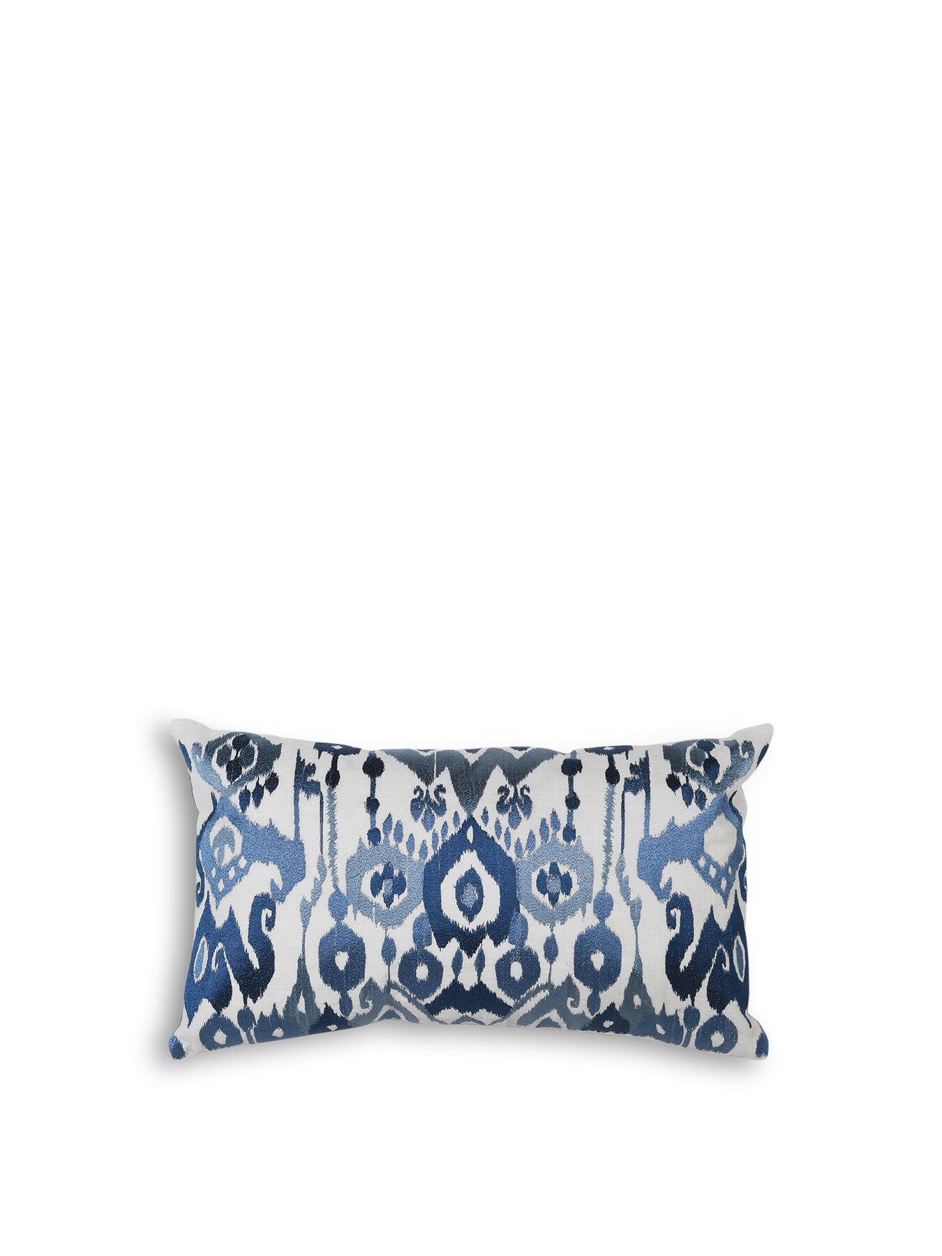 Blue and White Ikat Cotton Cushion 30 x 50 cm