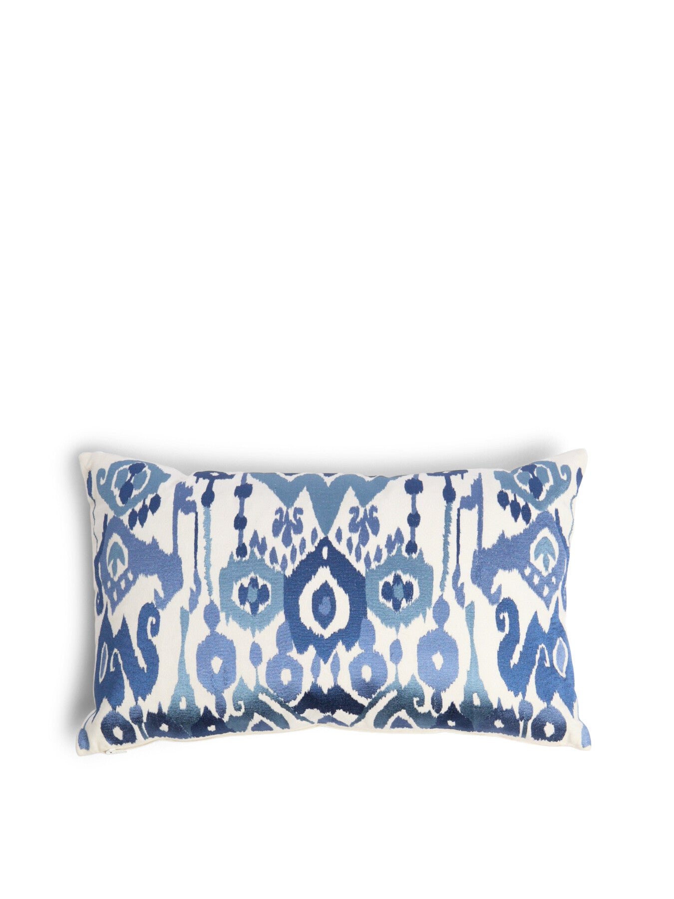 Blue and White Ikat Cotton Filled Cushion