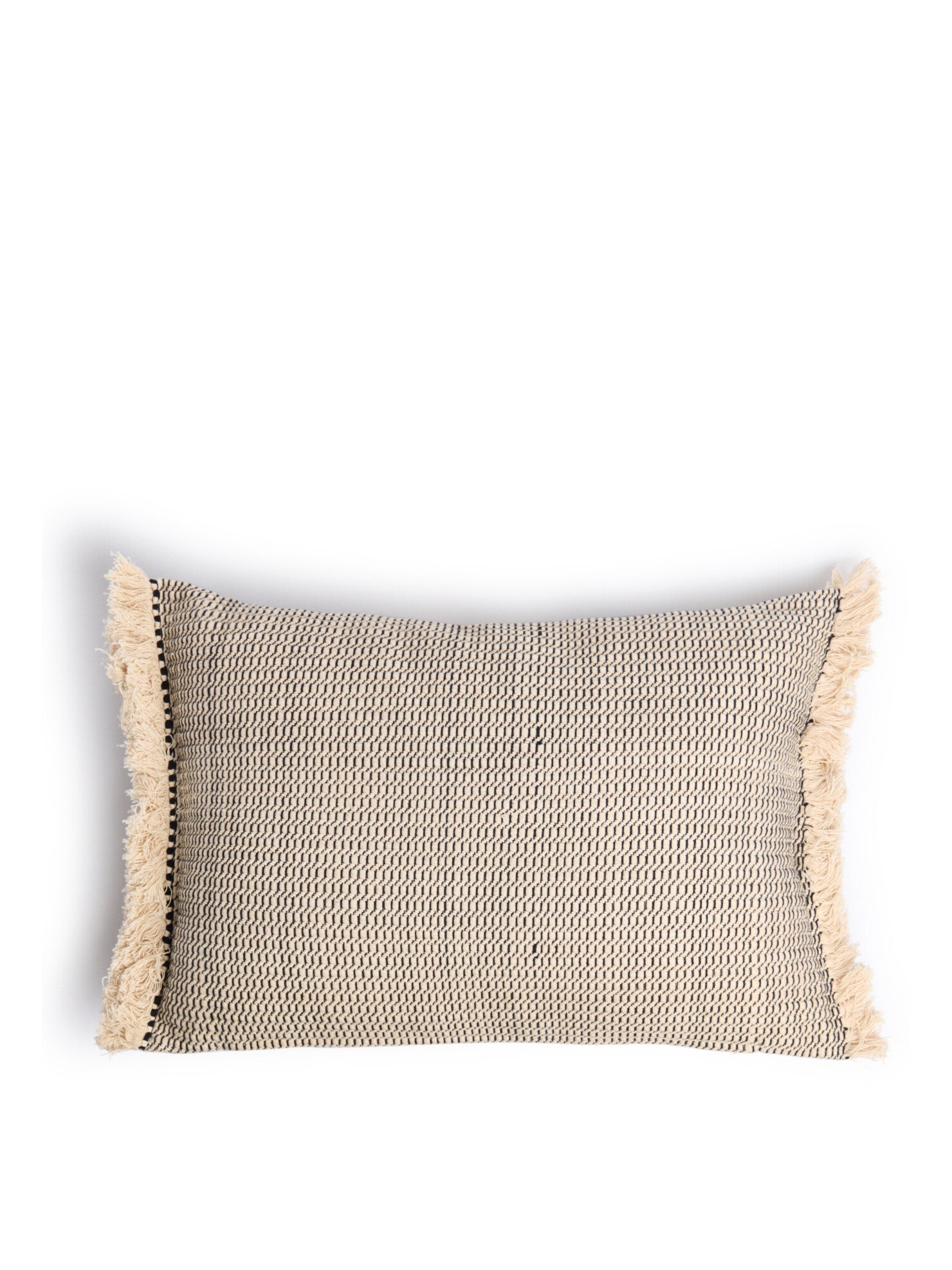 Black and Natural Tufted Cotton Filled Cushion