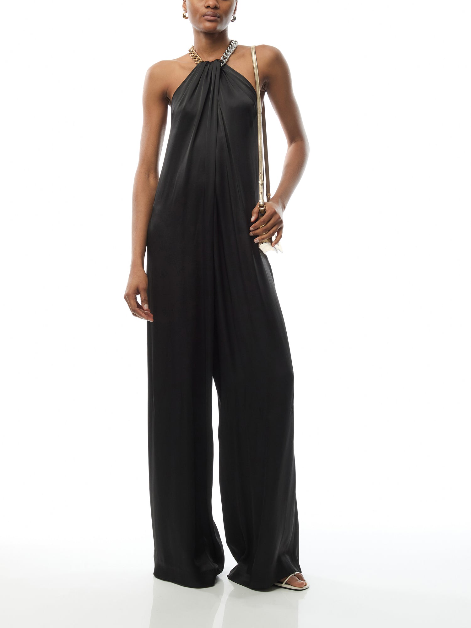 Chain Halterneck Satin Jumpsuit