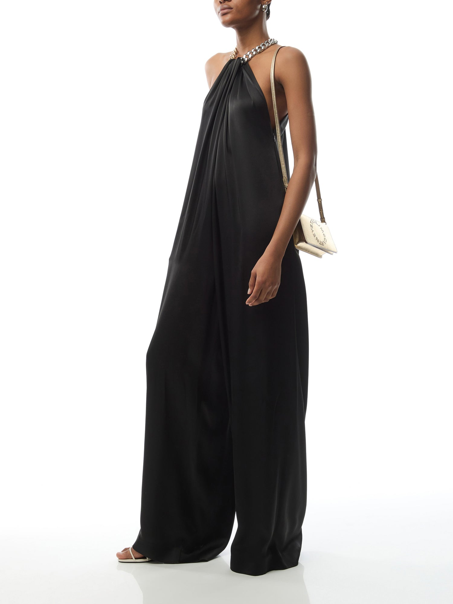 Chain Halterneck Satin Jumpsuit