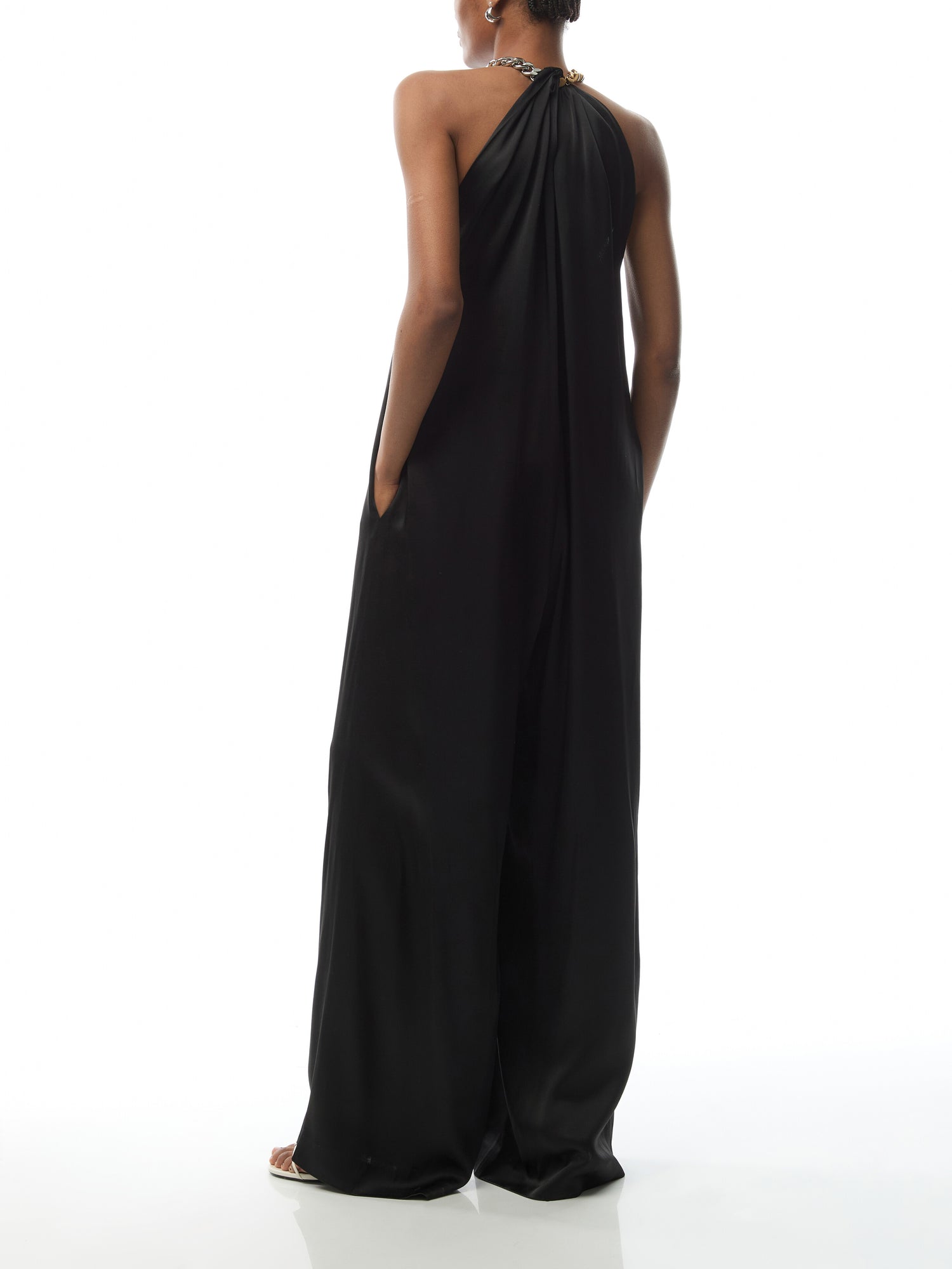 Chain Halterneck Satin Jumpsuit