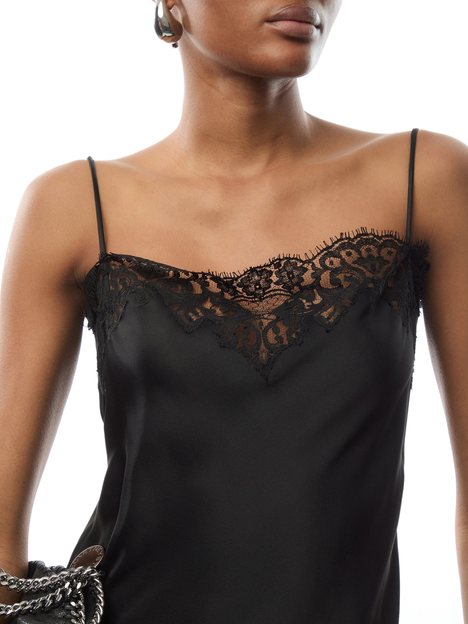 Sleeveless Lace Satin Top