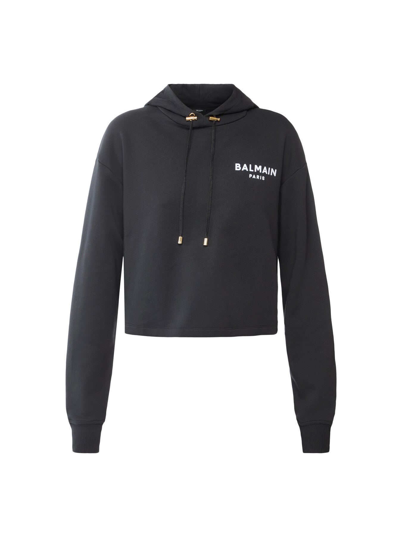 Cropped Flocked Organic Cotton-Jersey Hoodie