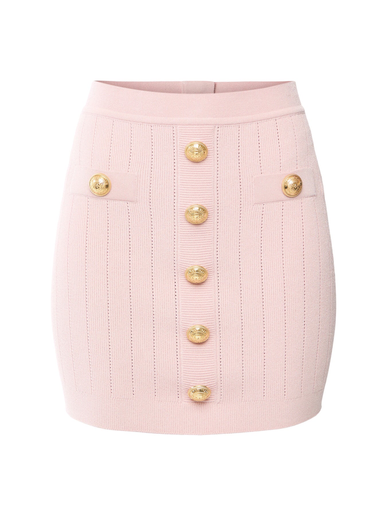 High Waisted Buttoned Knit Mini Skirt