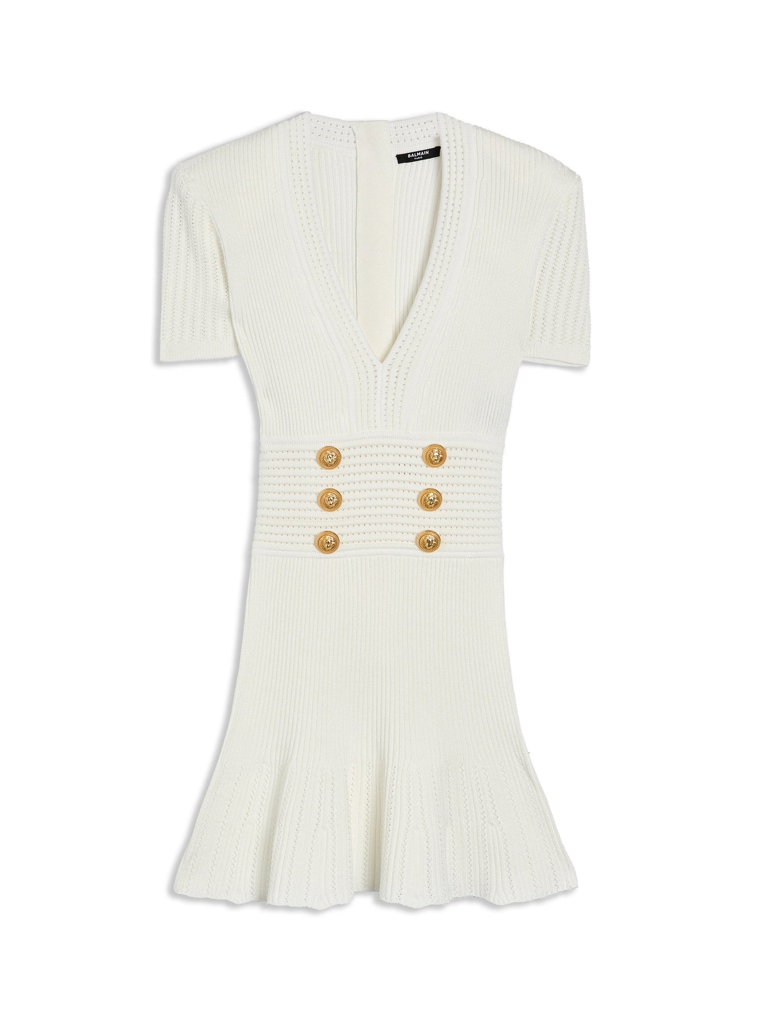 Short Sleeve V Neck Pleated Knit Mini Dress