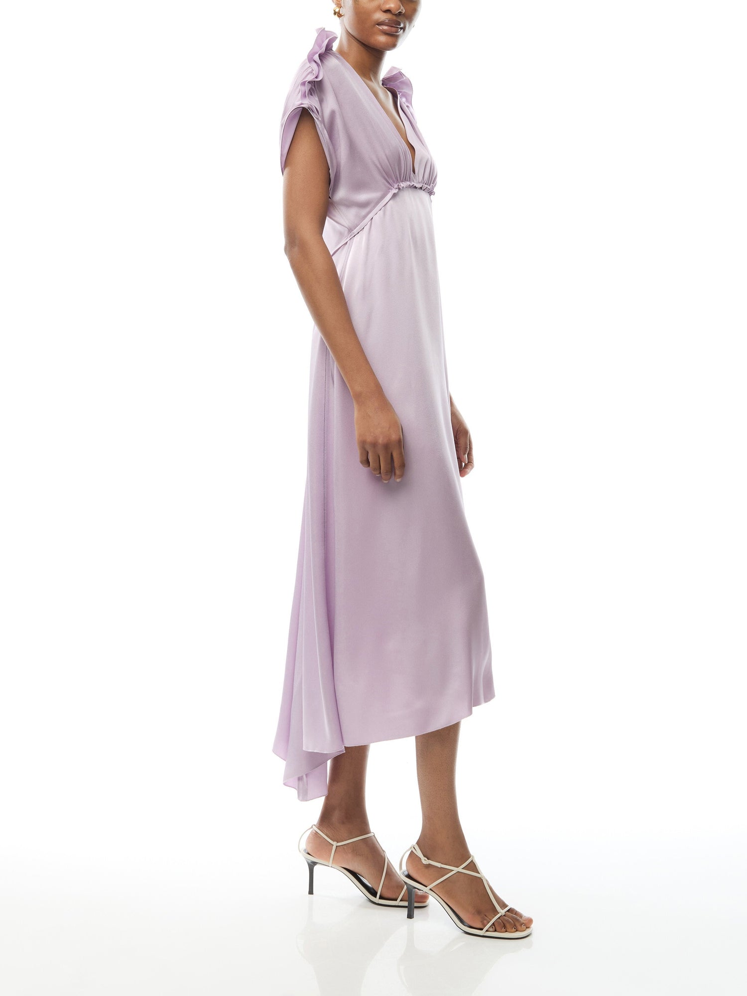 V-Neck Ruffle Midi Dress