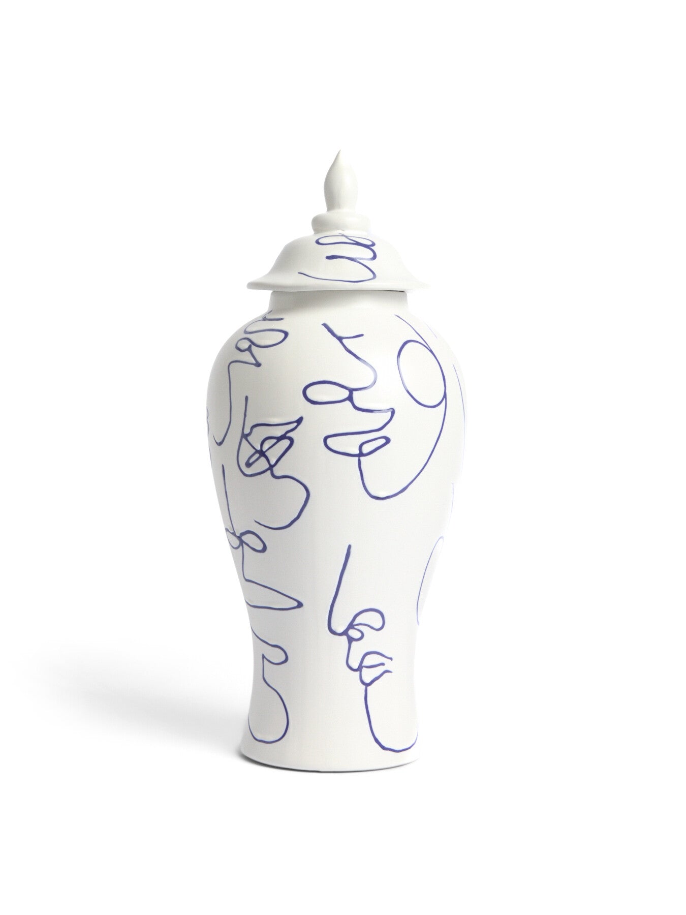 Hand Painted Faces Ceramic Temple Jar