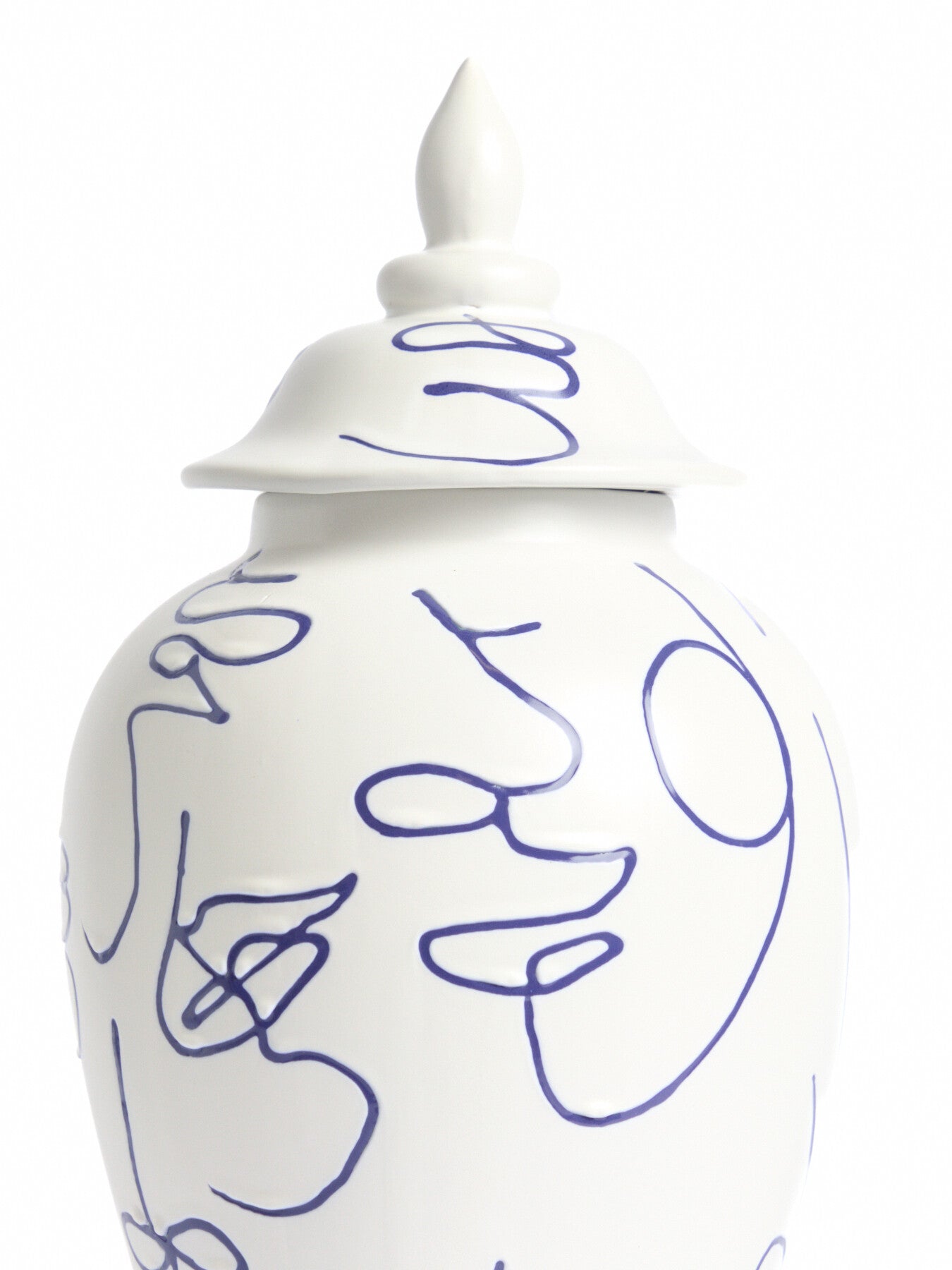 Hand Painted Faces Ceramic Temple Jar