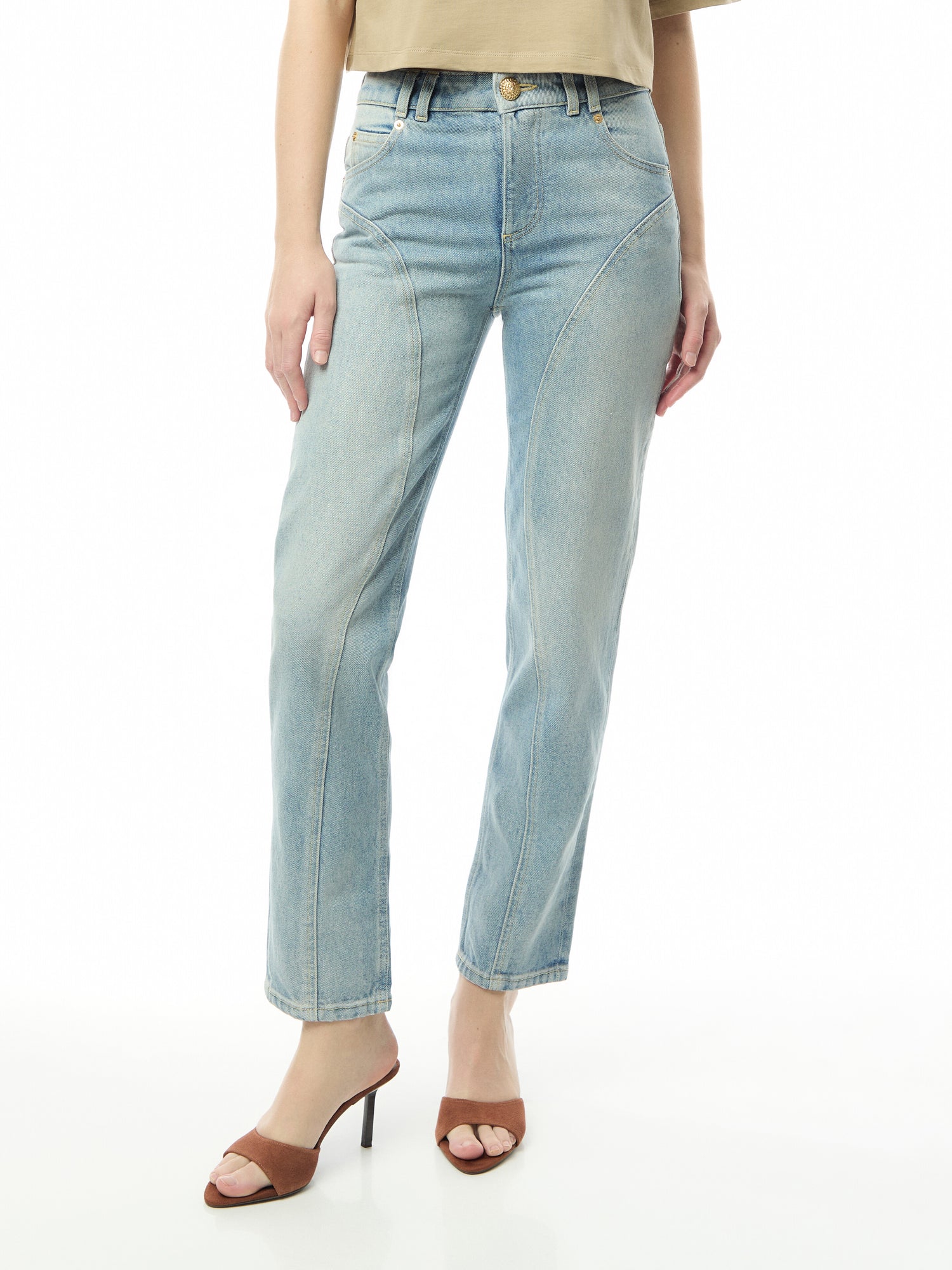 Straight Cut Detail Jeans