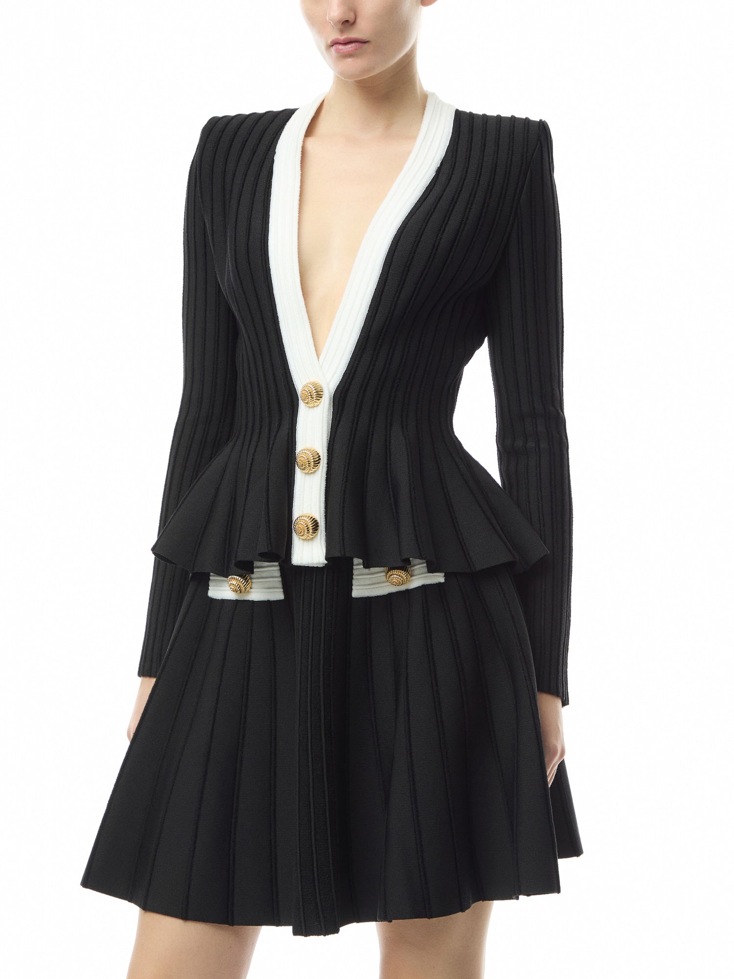 V-Neck Velvet Knit Jacket
