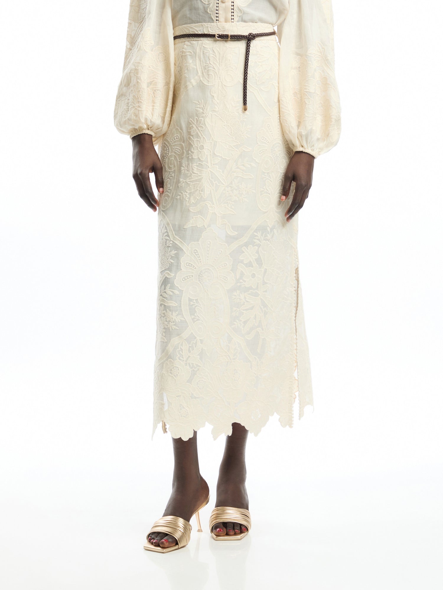 Ottie Embroidered Midi Skirt