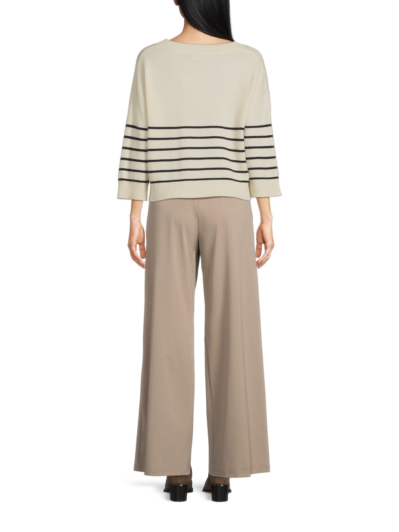 Leva Cashmere V Neck Stripe Jumper