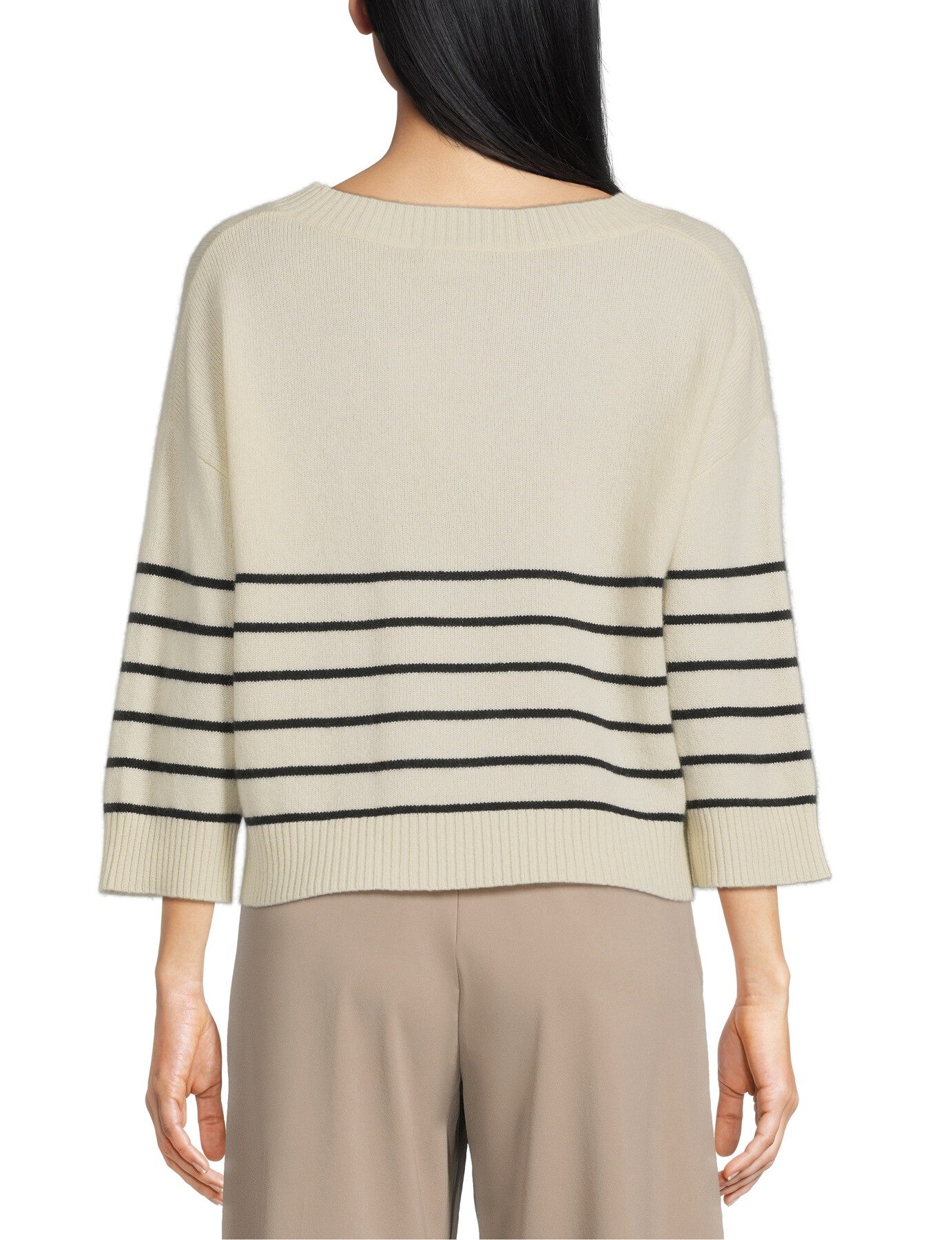 Leva Cashmere V Neck Stripe Jumper