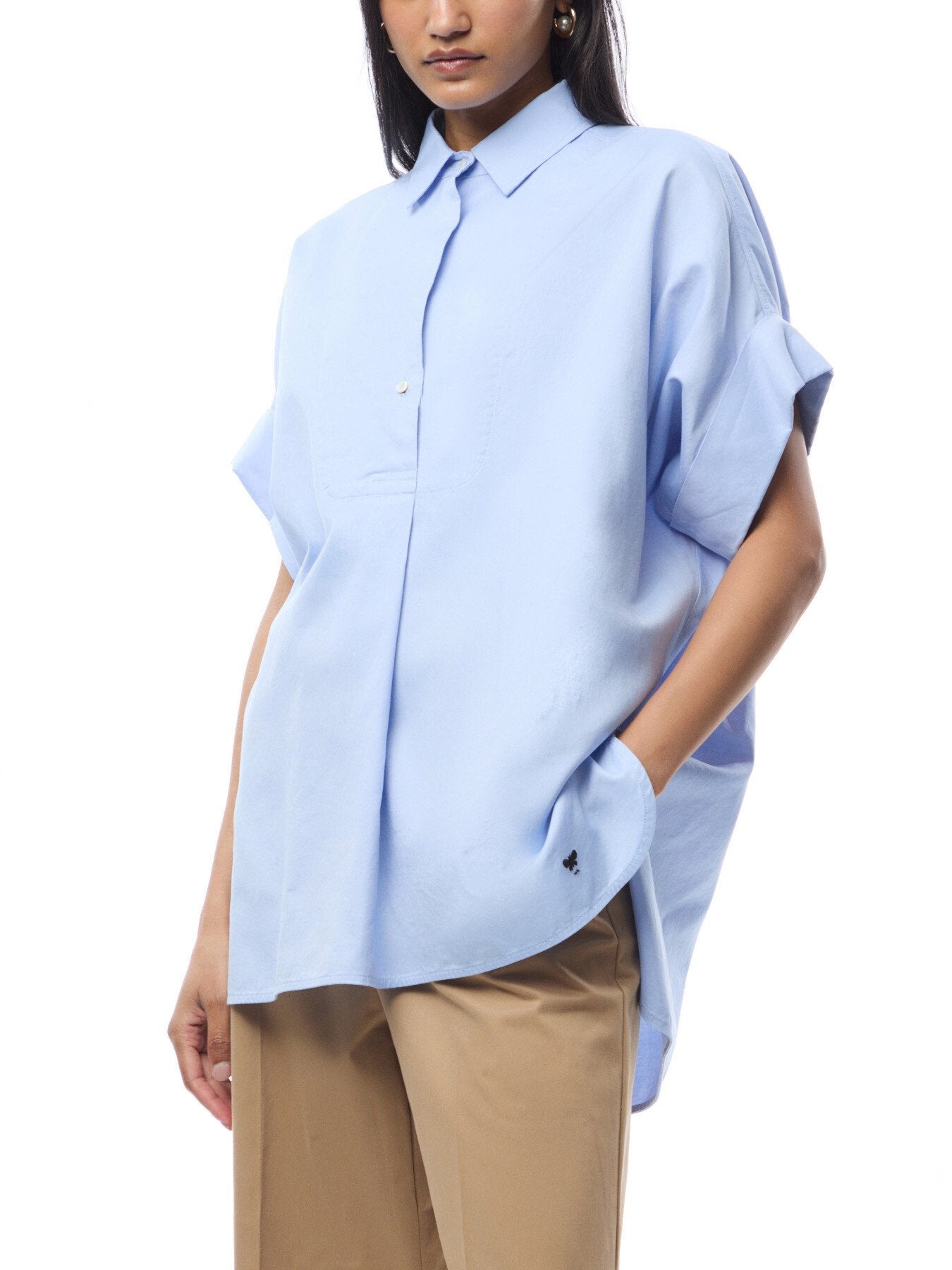 Brema Oversized Short Sleeve Cotton Shirt