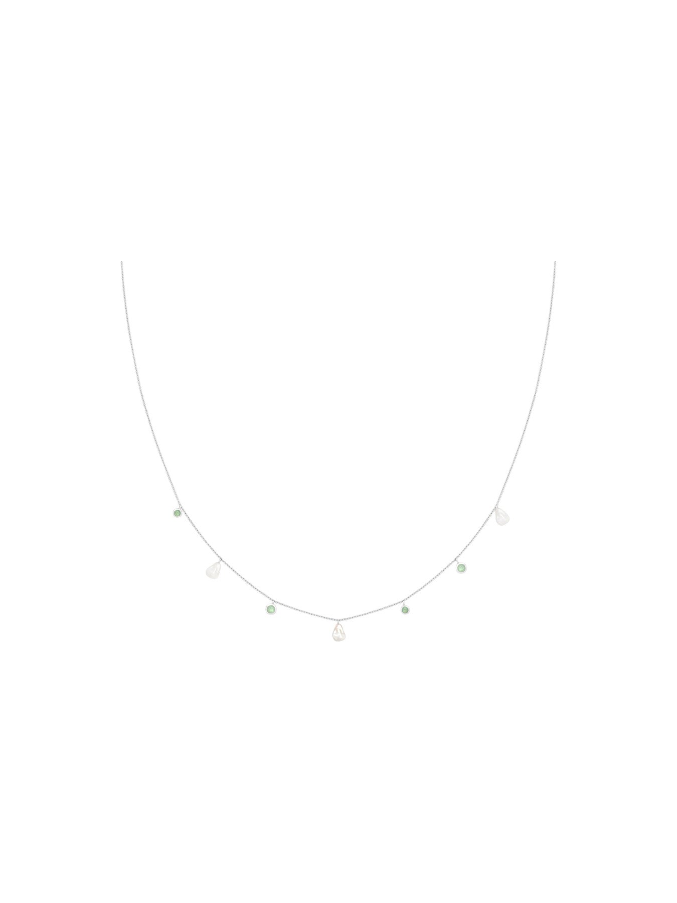 Stone and Pearl Charm Necklace