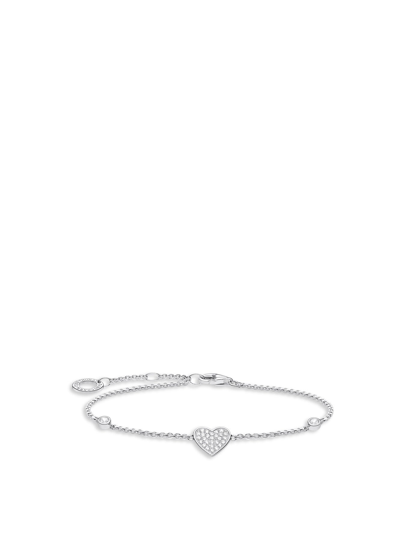 Pave Heart Charm and Crystal Bracelet