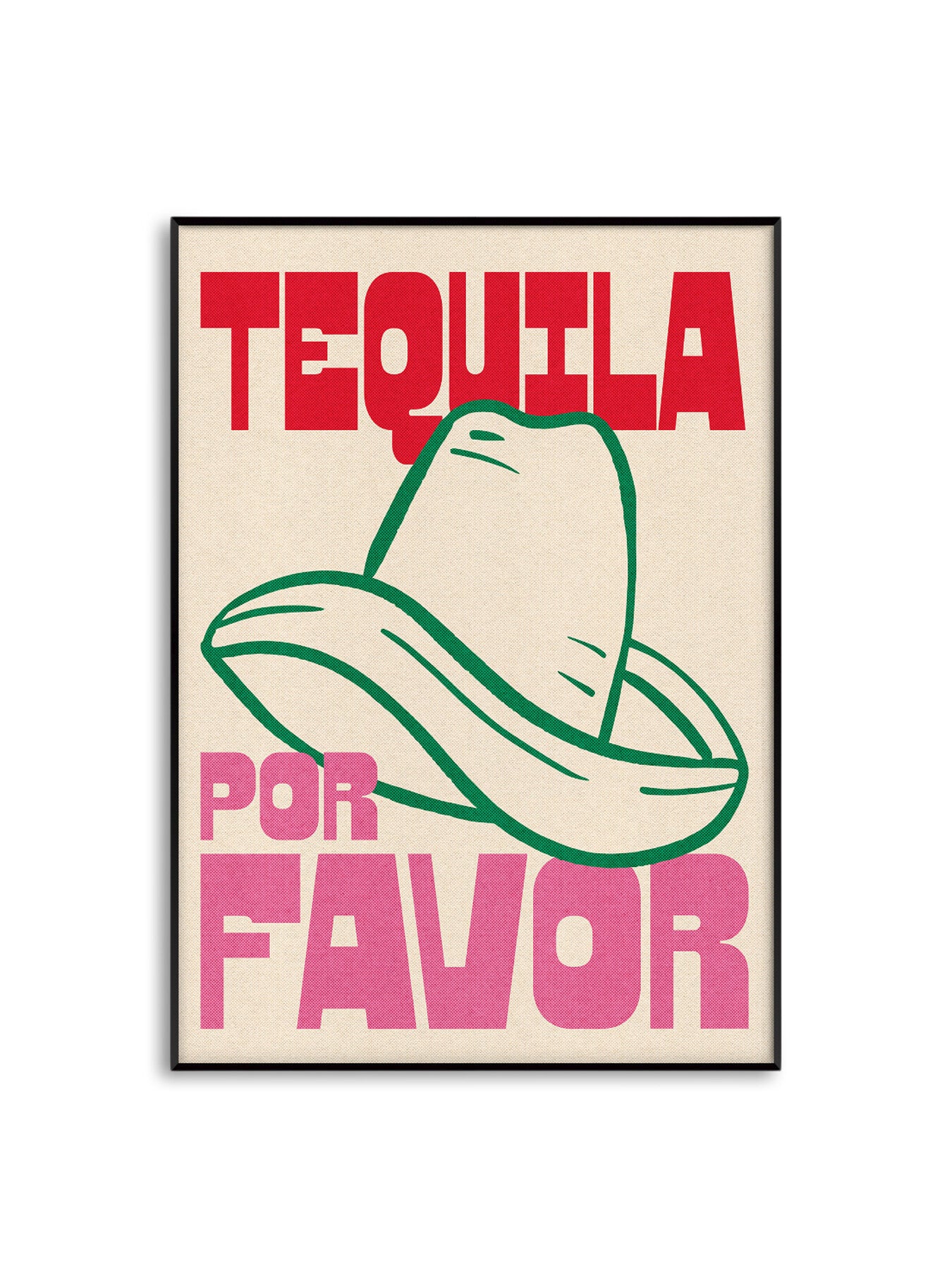 Tequila Print Pink Red Green A3 Print