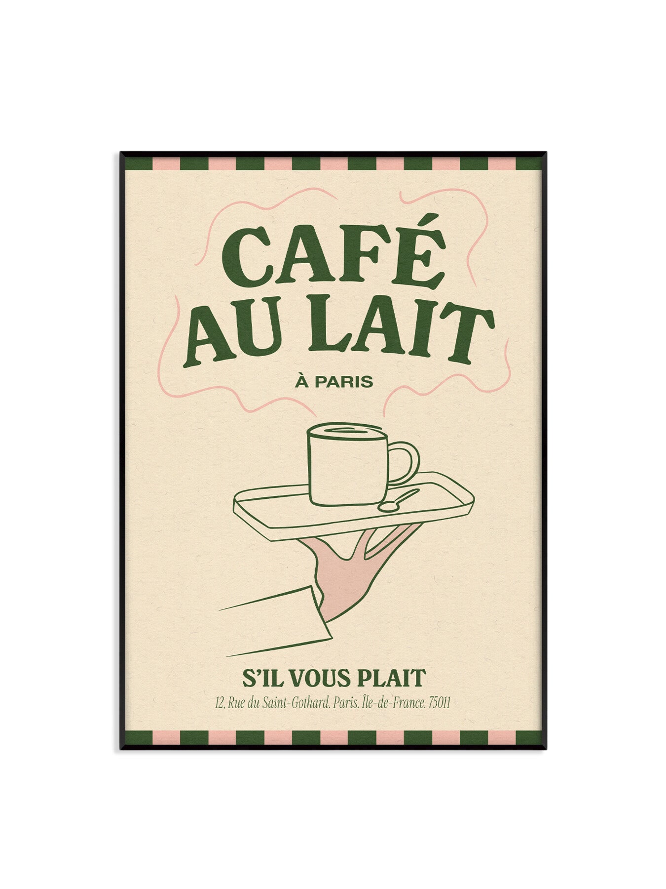 Café Au Lait Pink Green A3 Print