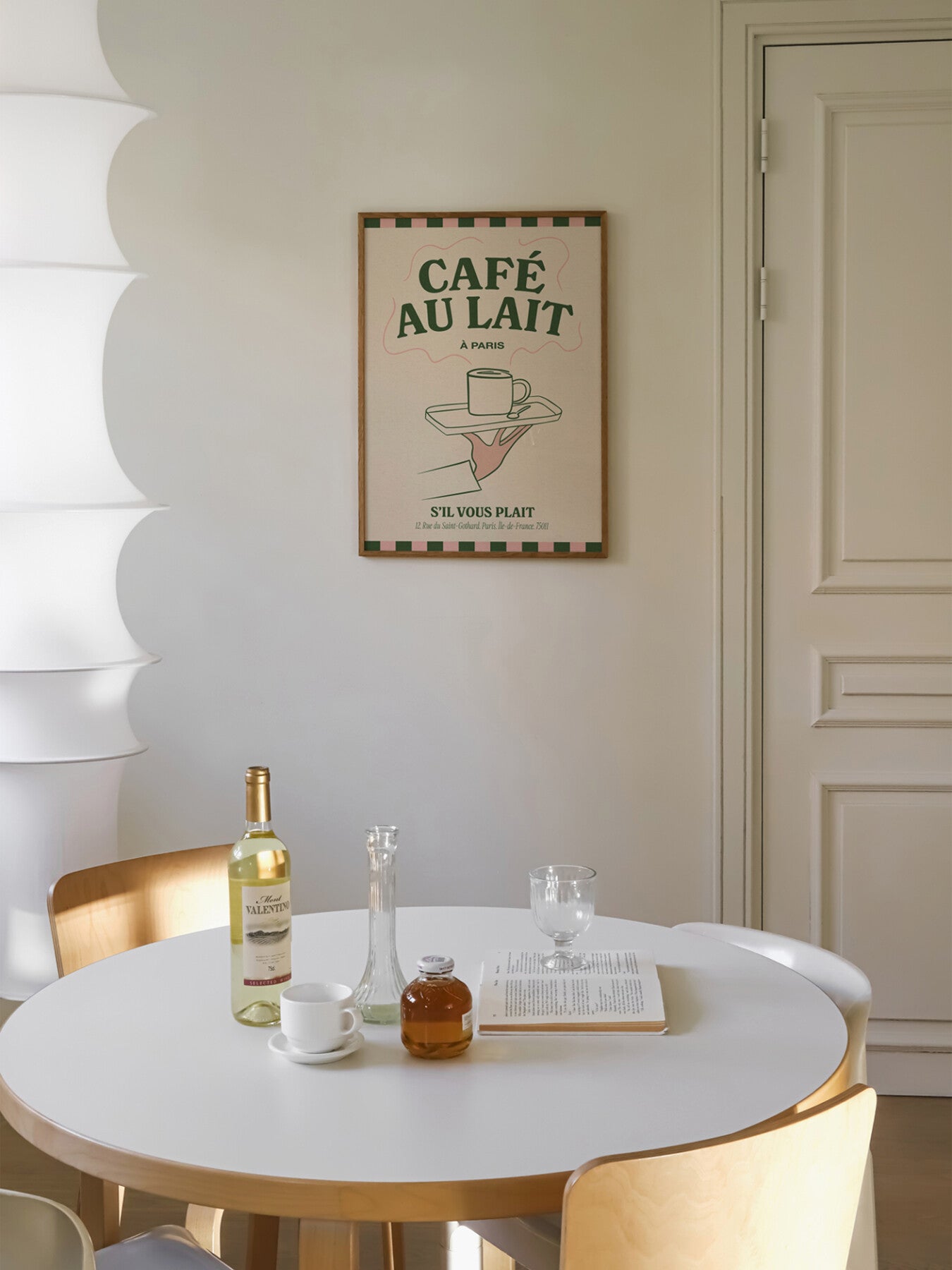 Café Au Lait Pink Green A3 Print