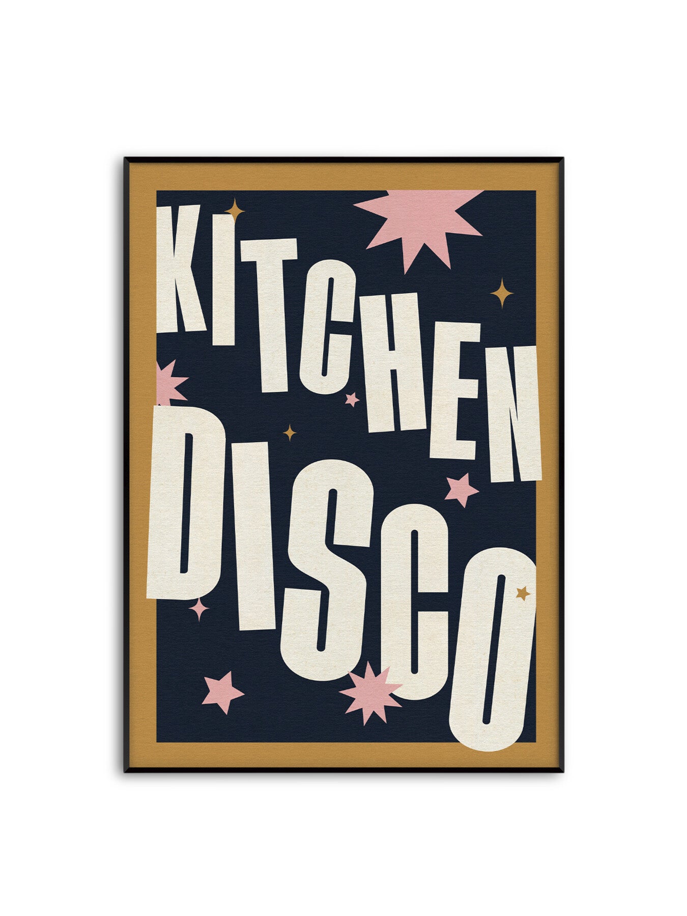 Kitchen Disco Mustard Navy Pink A3 Print