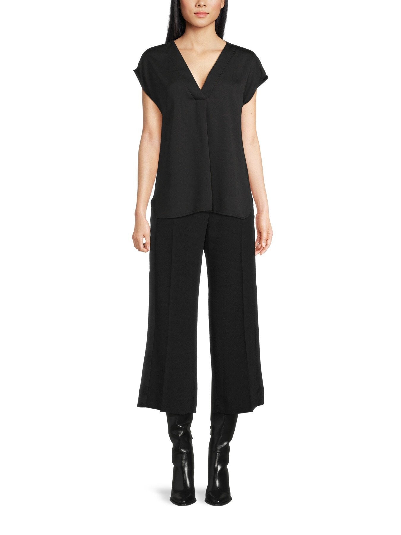 Brina V Neck Cap Sleeve Top