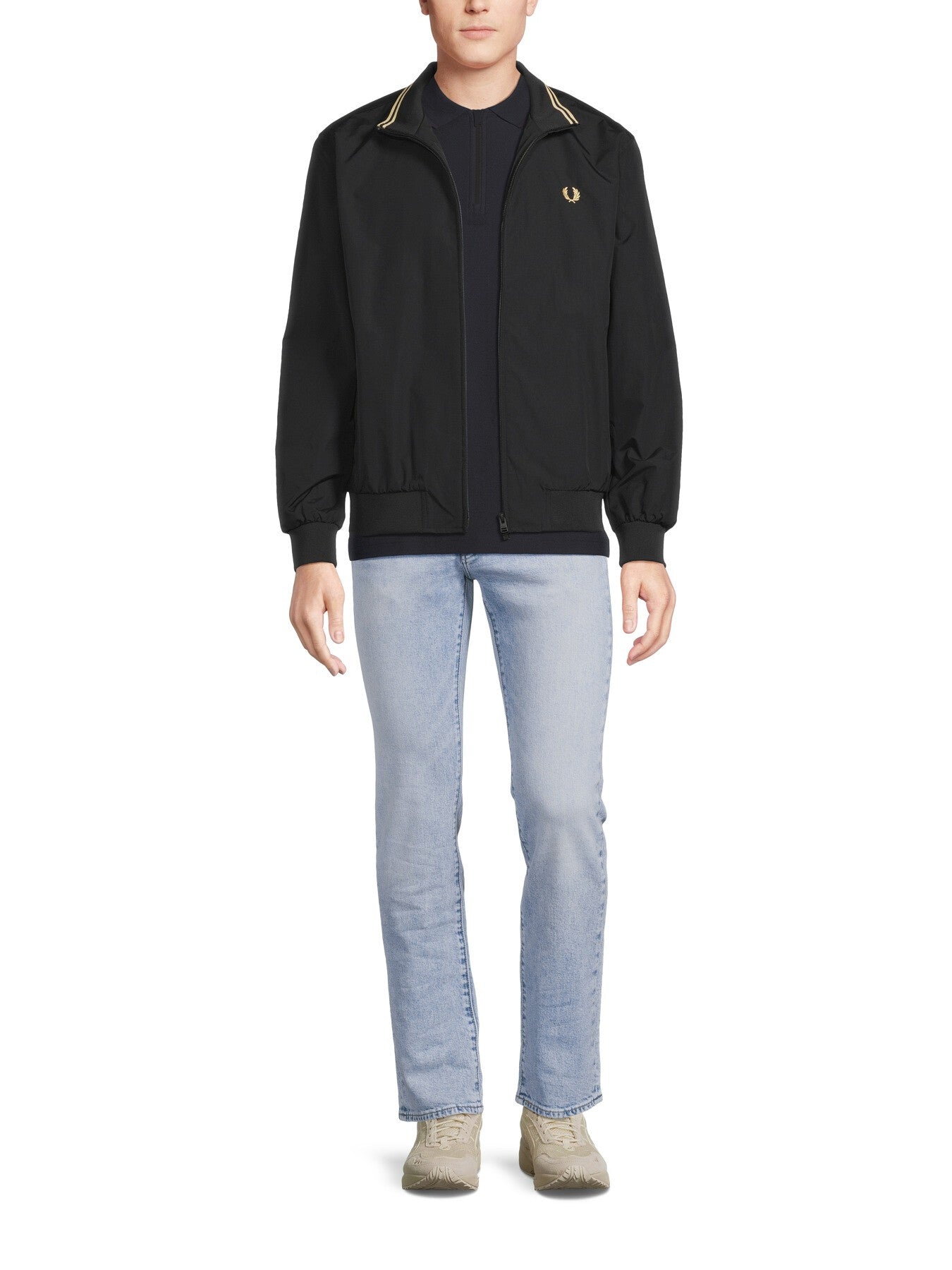 Crepe Pique Zip Neck Polo Shirt