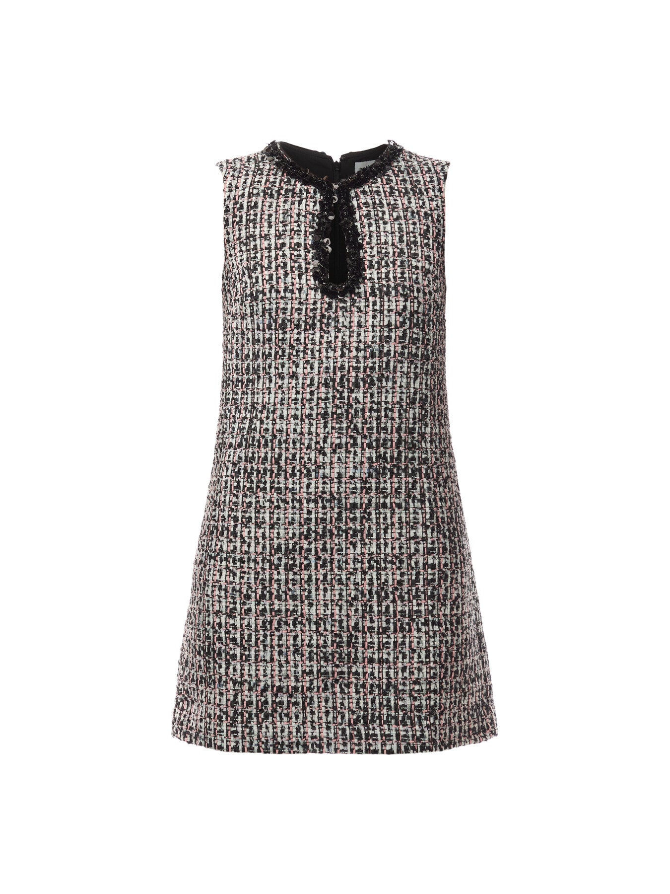 Black Boucle Embellished Mini Dress