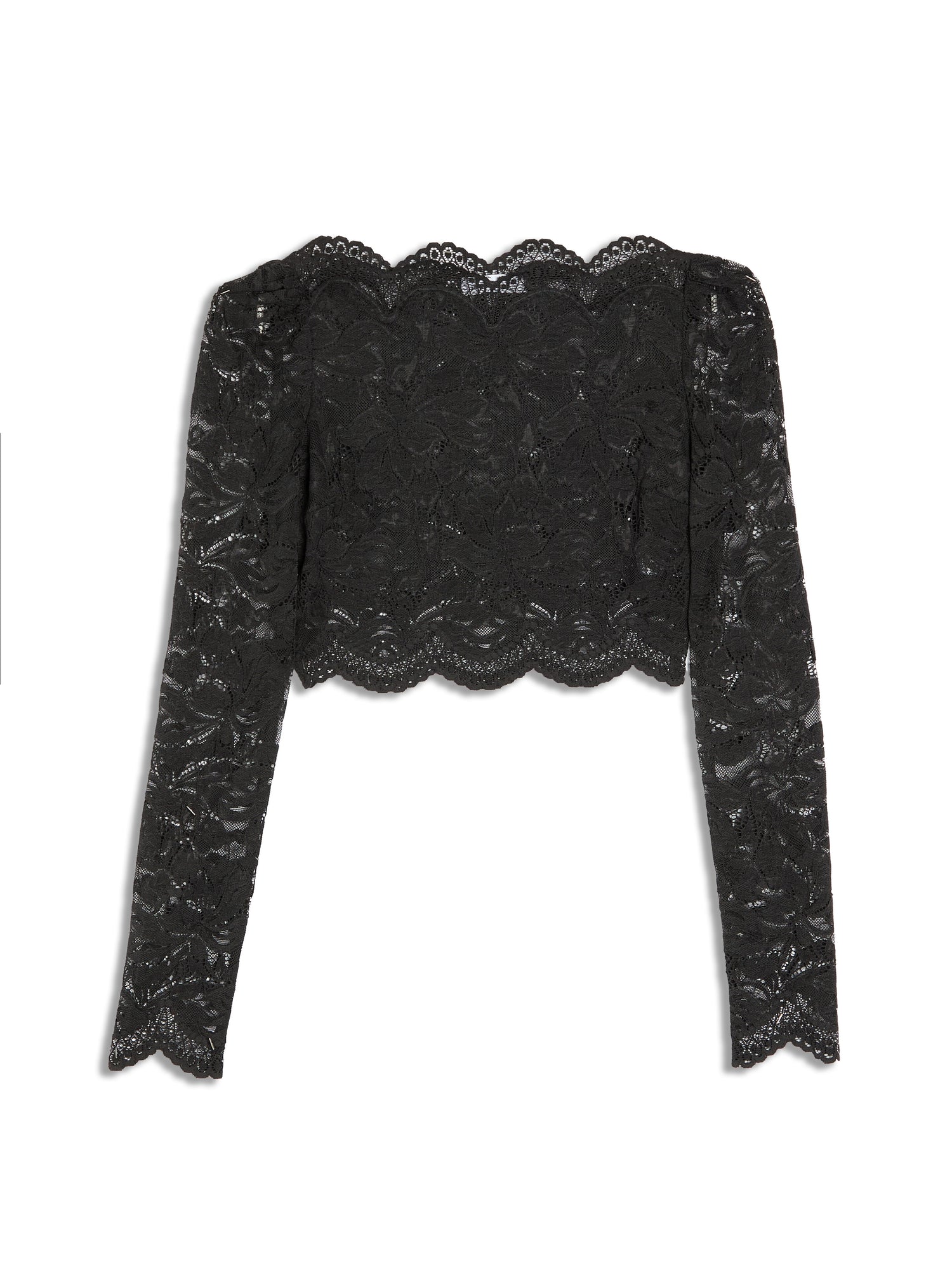 Black Lace Long Sleeve Crop Top