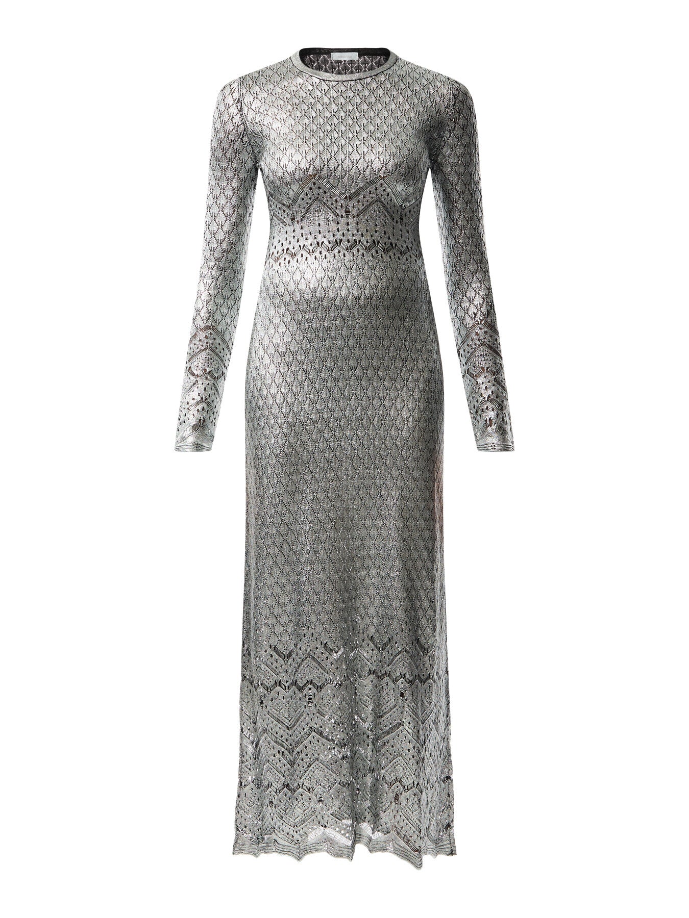 Long Lace Silver Midi Dress