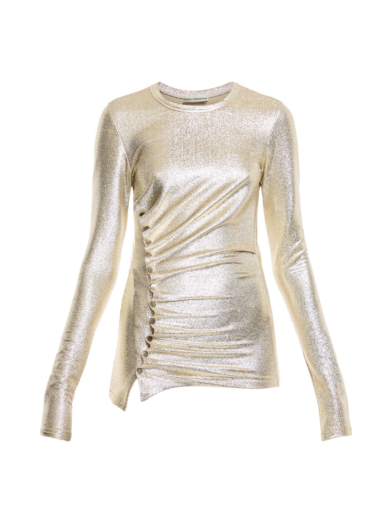 Gold Drape Long Sleeve Button Top