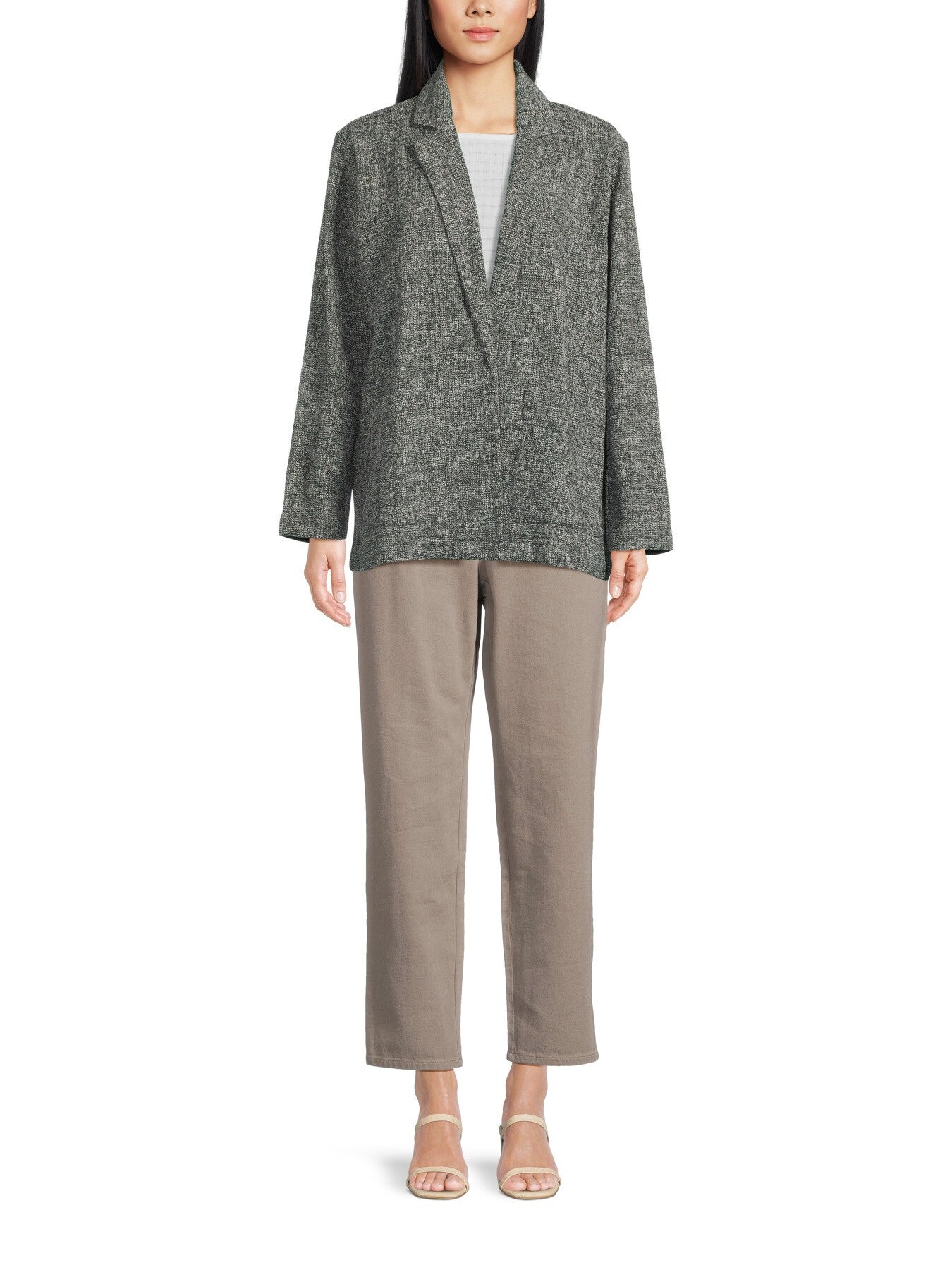 Notch Collar Long Blazer